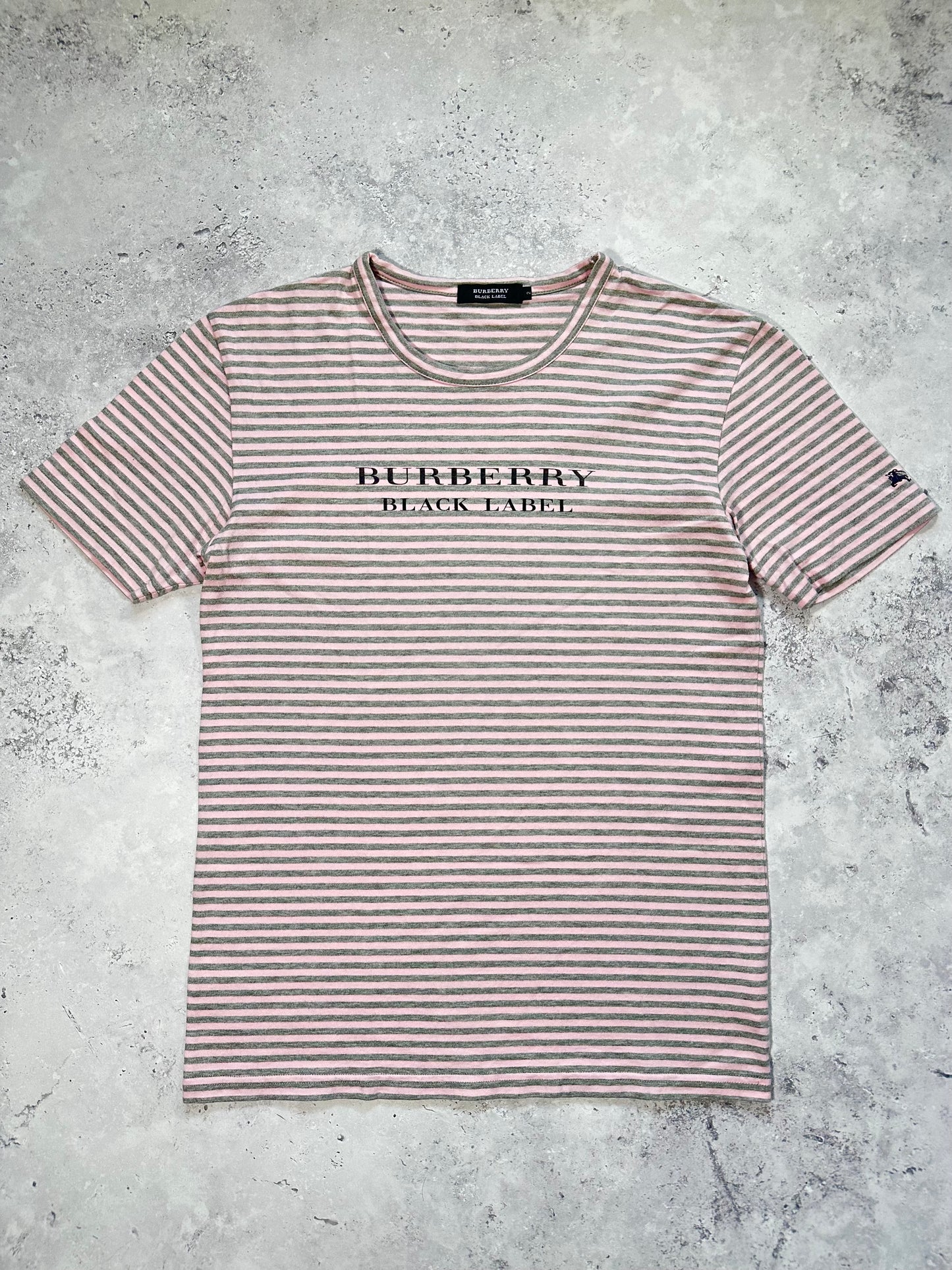 Burberry Black Label Striped Spell Out Tshirt
