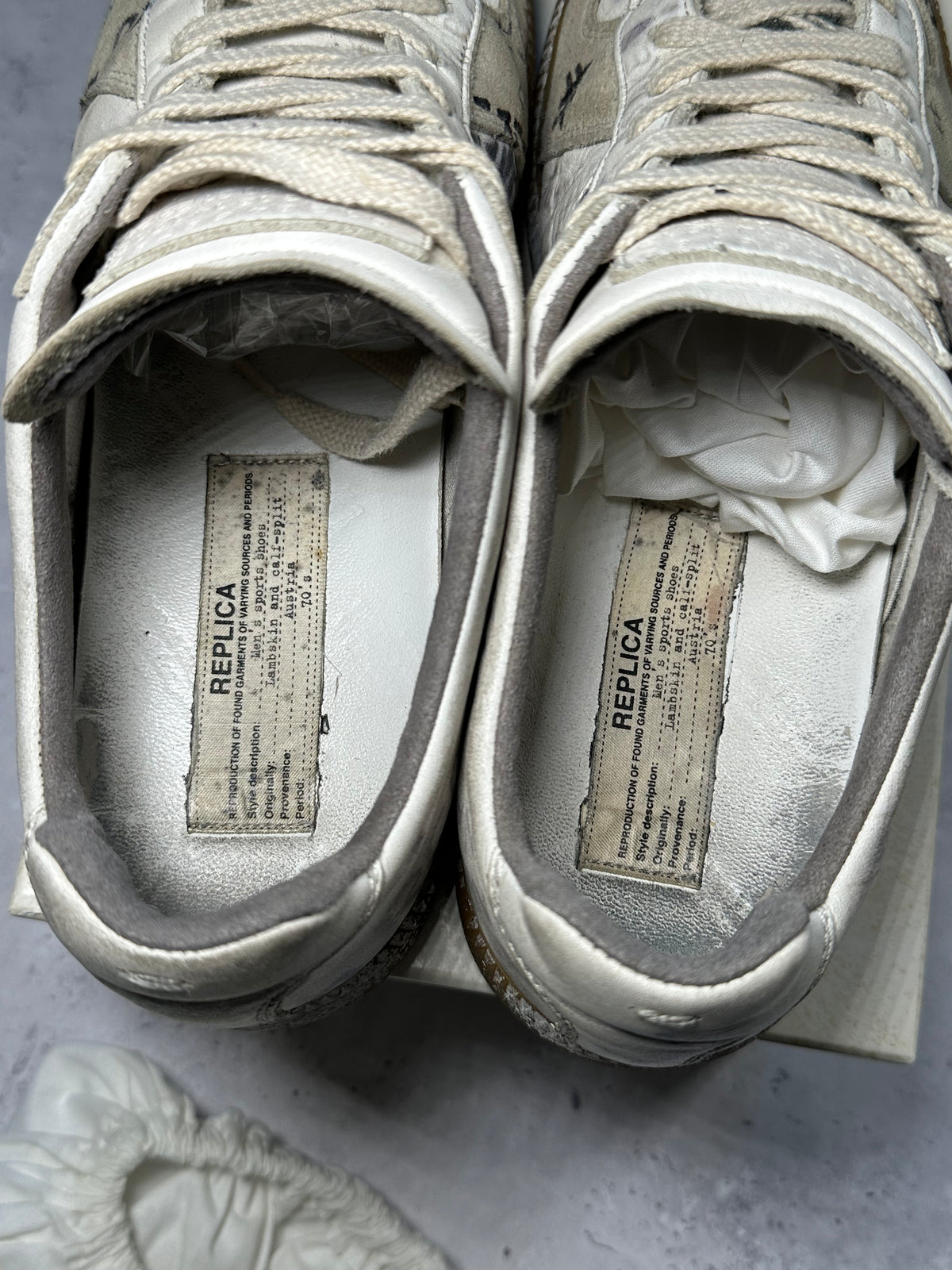 Maison Margiela 2020 Vintage Graffiti GAT Low Sneakers (EU41 / UK7 / US8, Insole Measures 27cm)