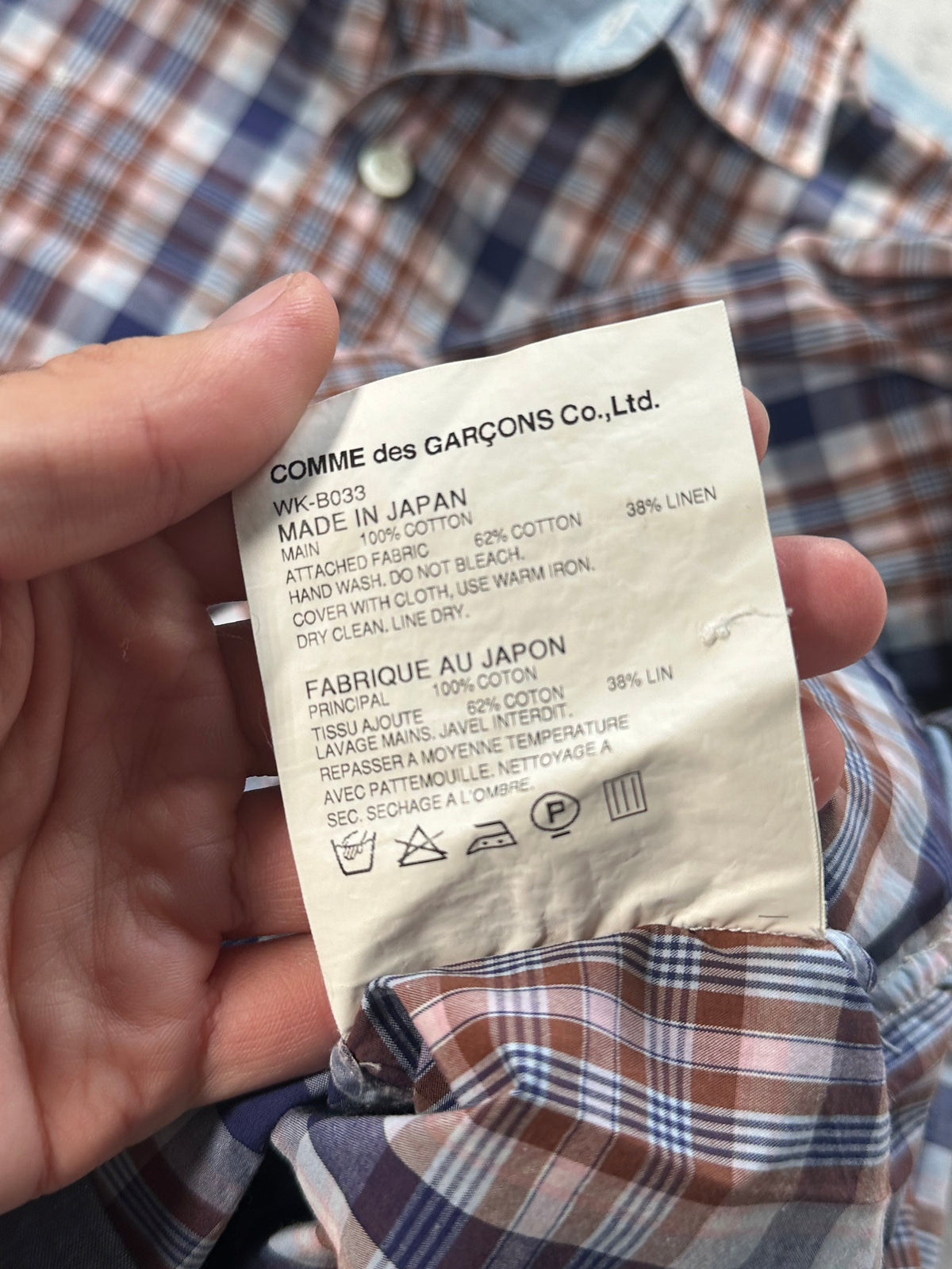 Junya Watanabe MAN Comme Des Garçons AD2012 Plaid Longsleeve Shirt (S)