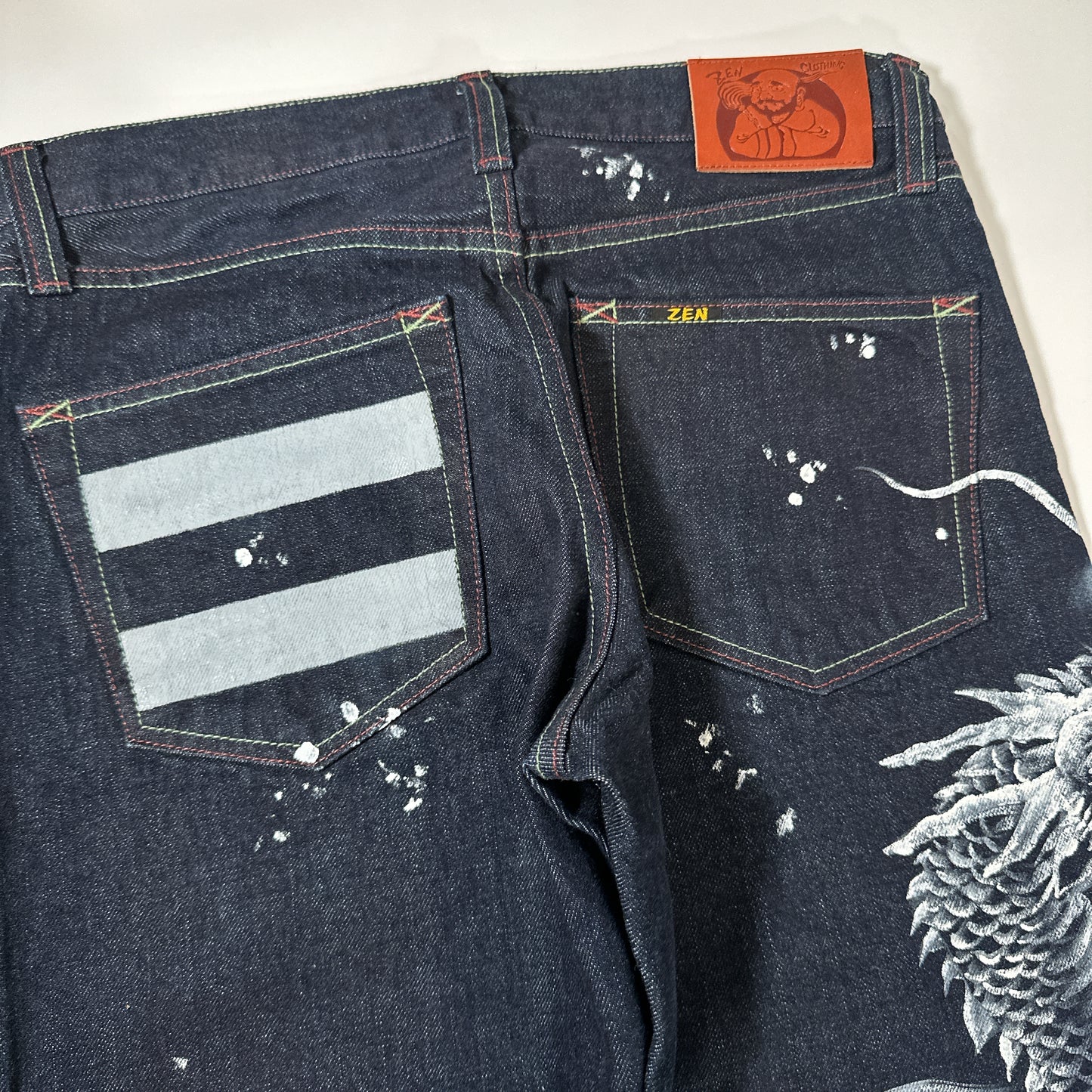 Zen Japanese Airbrush Dragon Jeans