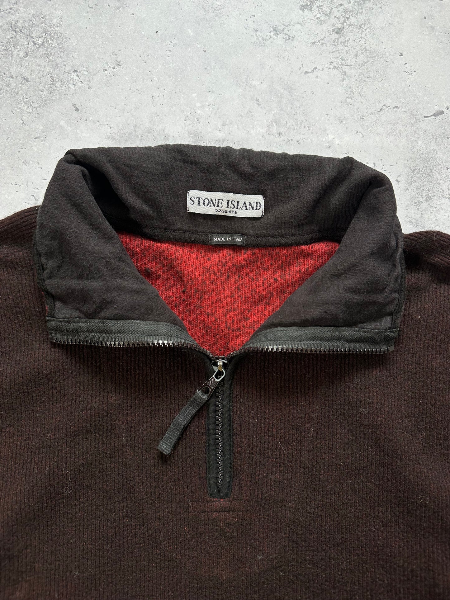 Stone Island 2000s Ribbed Quarterzip Jumper (XXL)