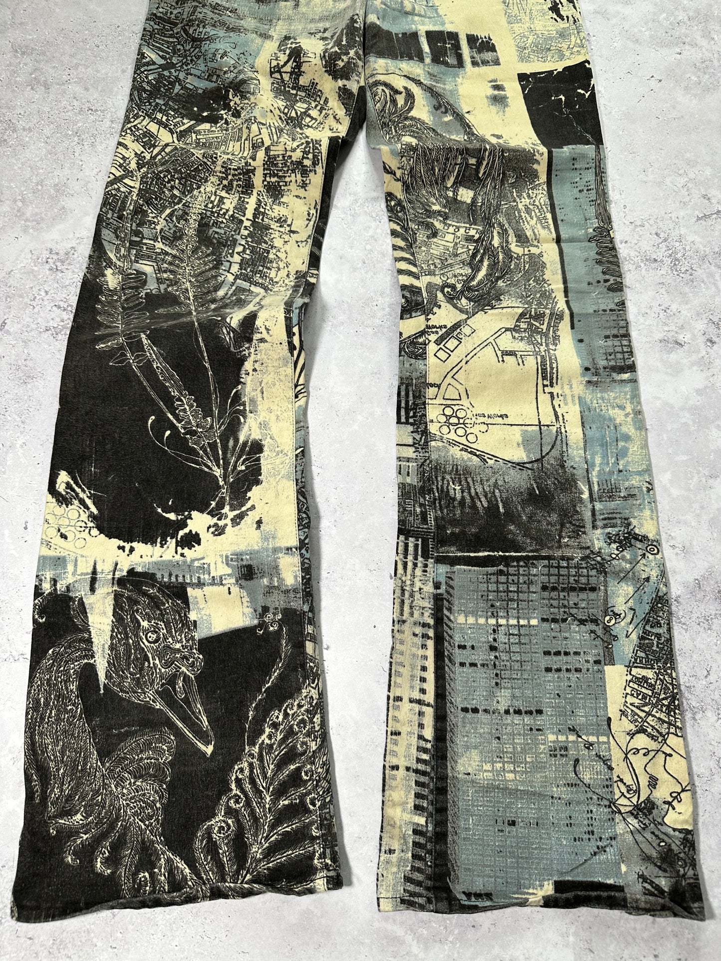 Roberto Cavalli 2004 ‘New York City’ Print Bootcut Jean