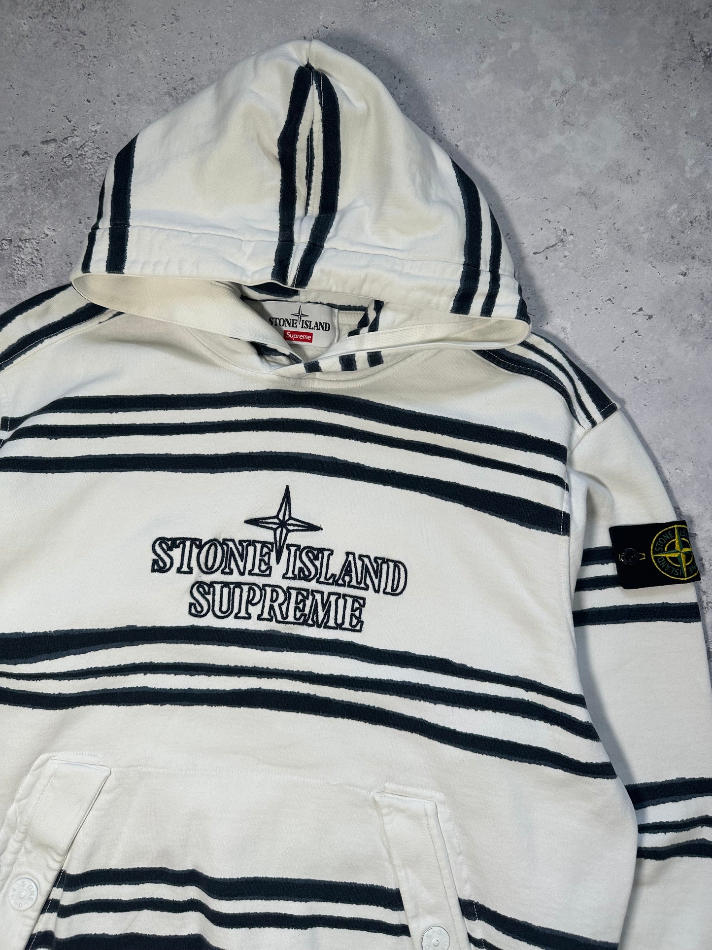 Stone Island x Supreme 2020 Striped Pullover Hoodie (M)