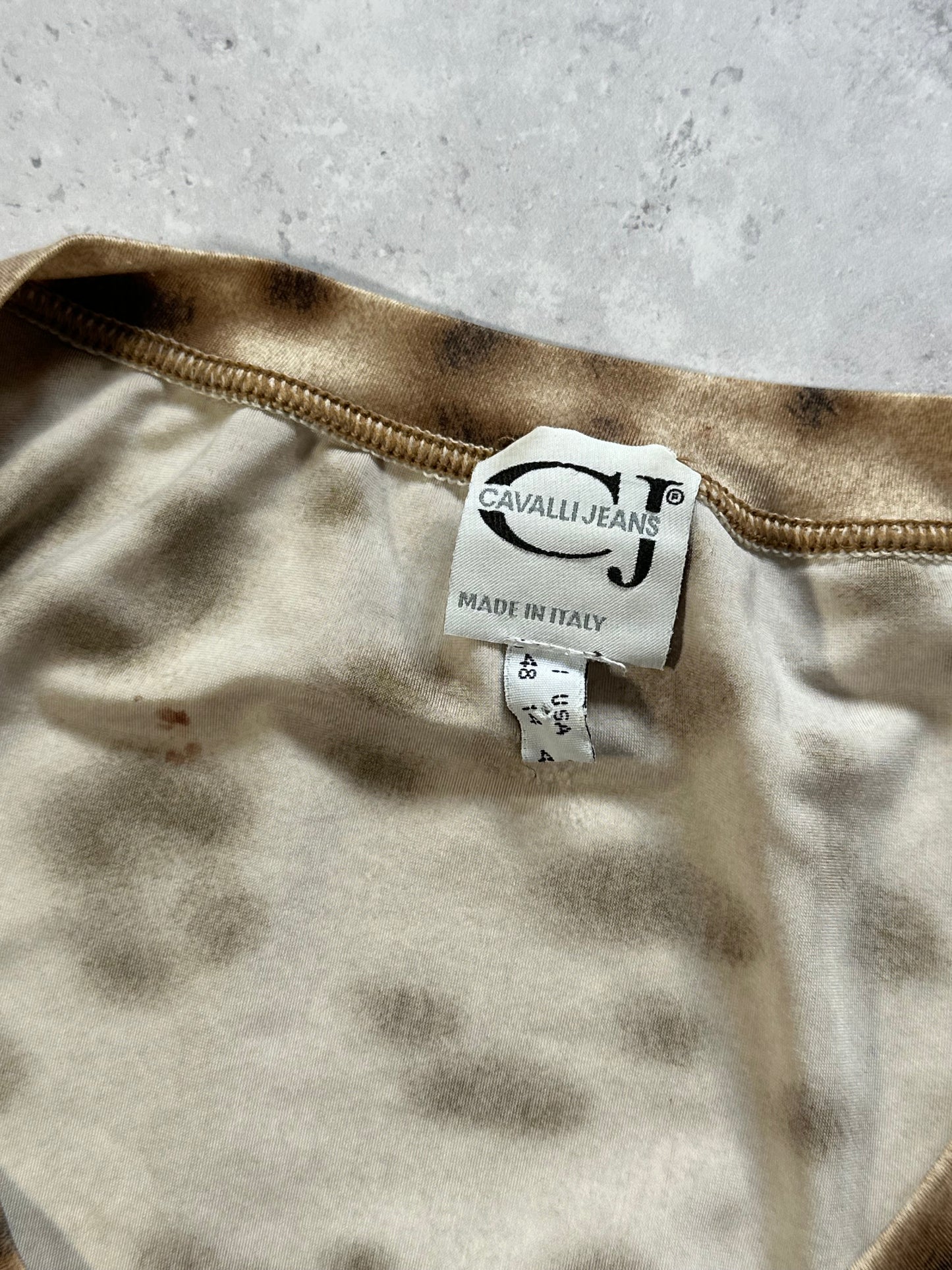 Roberto Cavalli 2000s Leopard Print Stretch Longsleeve Tshirt (M)