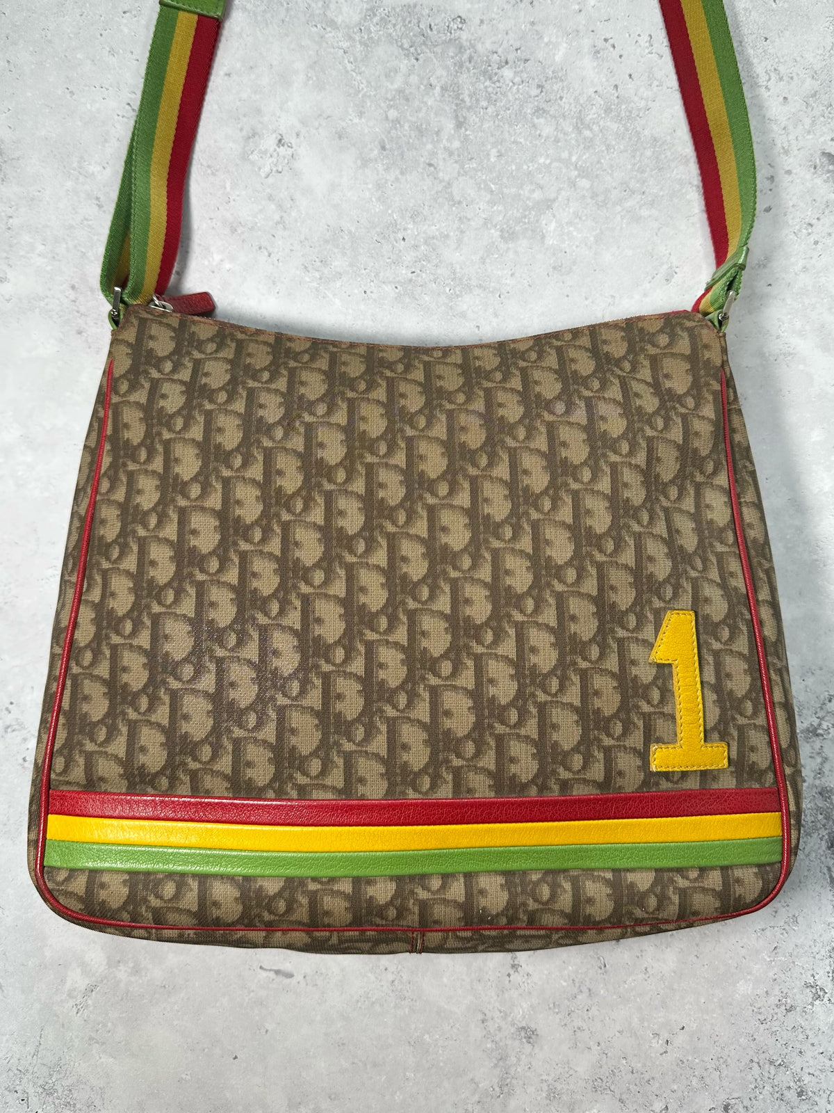 Christian Dior 2004 Rasta Trotter Monogram Messenger Bag by John Galliano