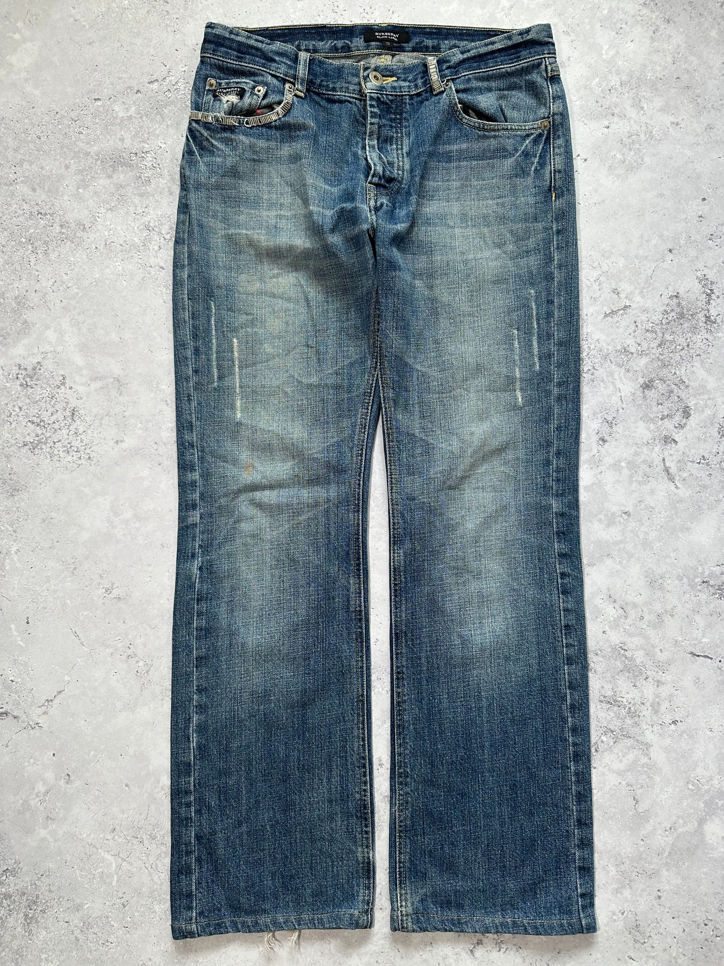 Burberry Black Label 2007 Pocket Check Studded Clawmark Jeans (W29)