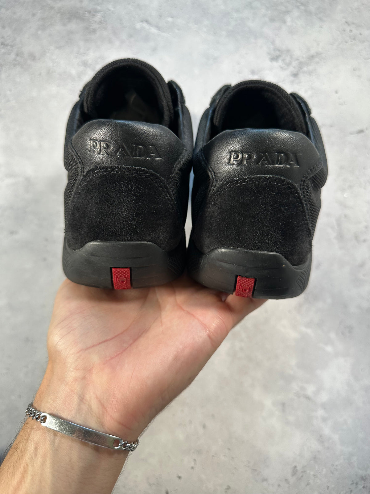 Prada Linea Rossa 2000s Leather & Nylon Sneakers in Black (UK9-9.5/EU43/US10-10.5)