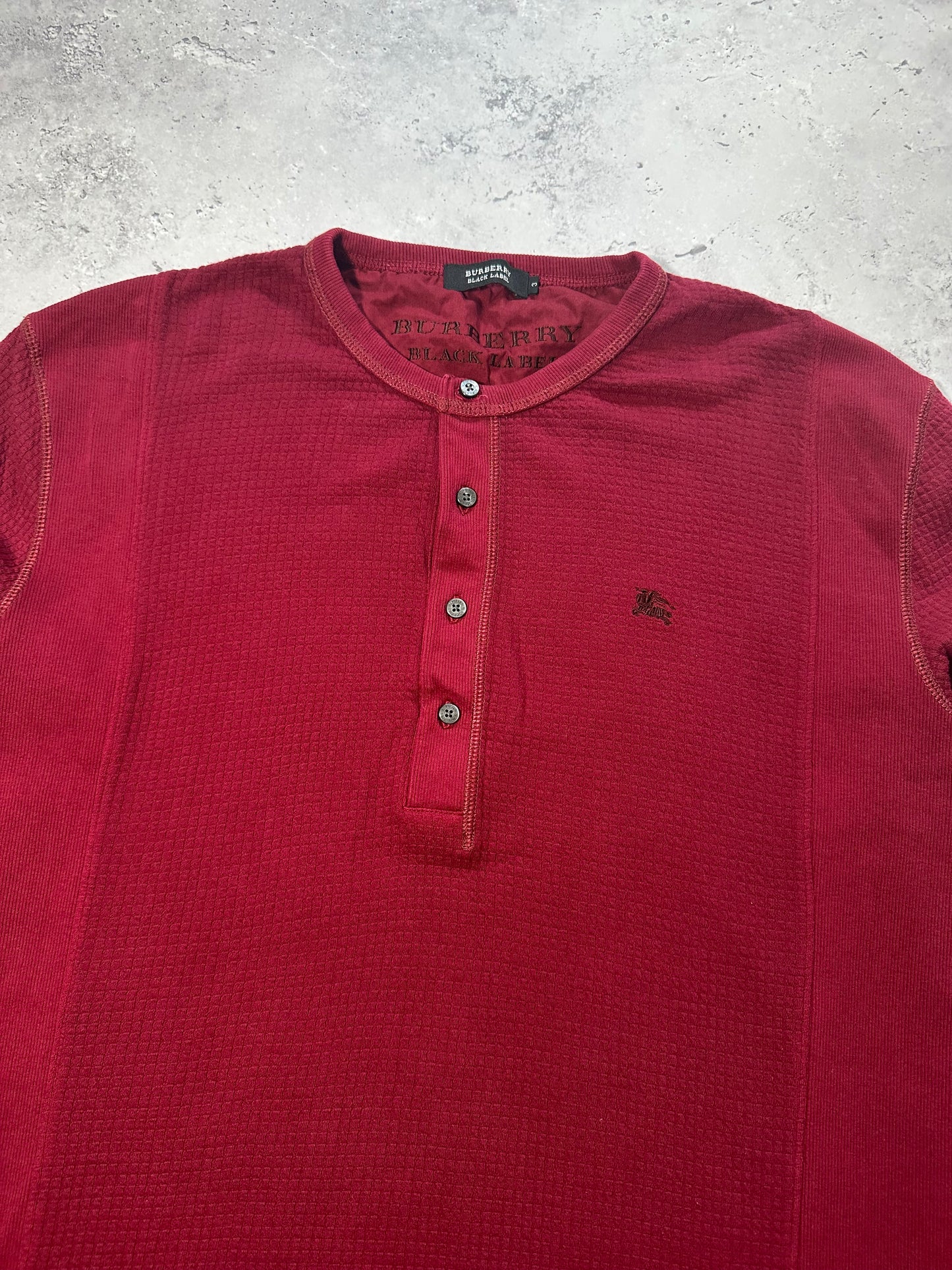 Burberry Black Label Waffle Knit Longsleeve Henley Tshirt