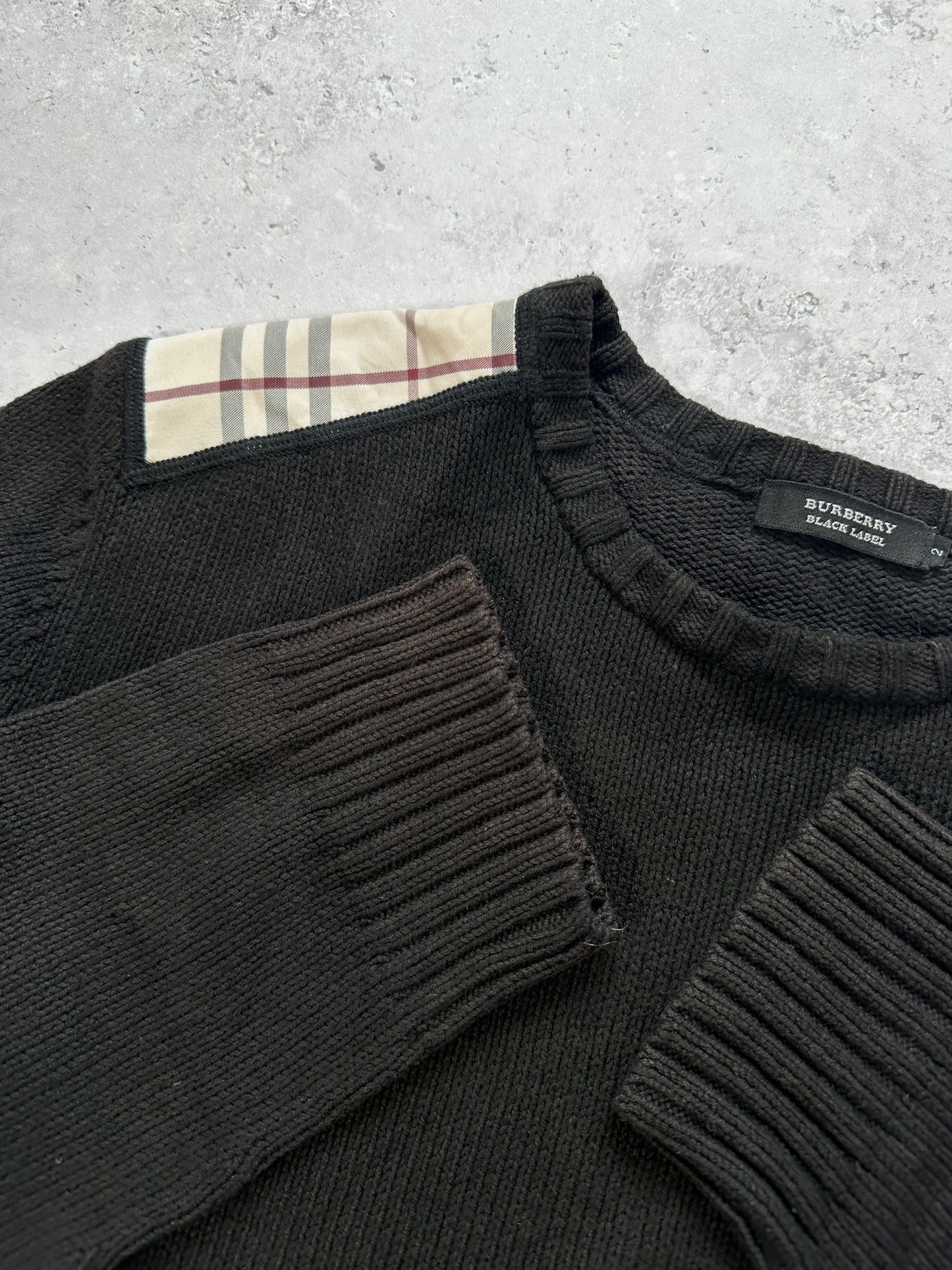 Burberry Black Label Shoulder Check Knit Jumper / Sweatshirt (S(