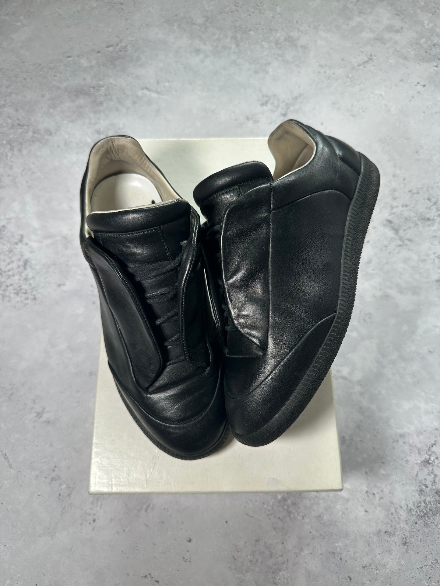 Maison Margiela 2015 Future Low Black Leather Sneakers (EU 39 / UK 6 / US 7)