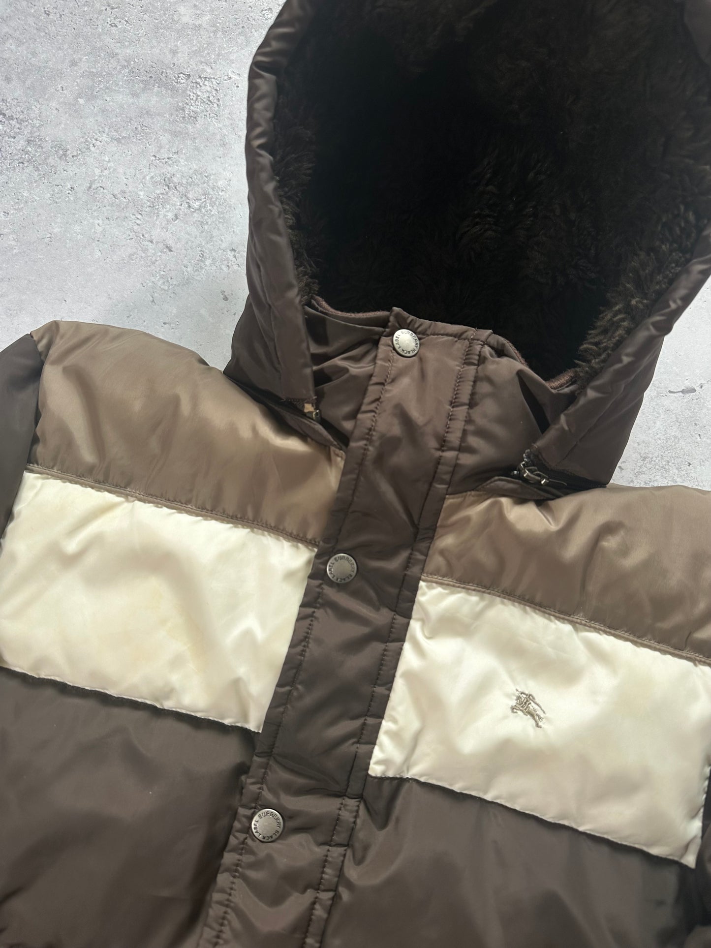 Burberry Blue Label 2007 Fleece Hood Down Jacket (M)