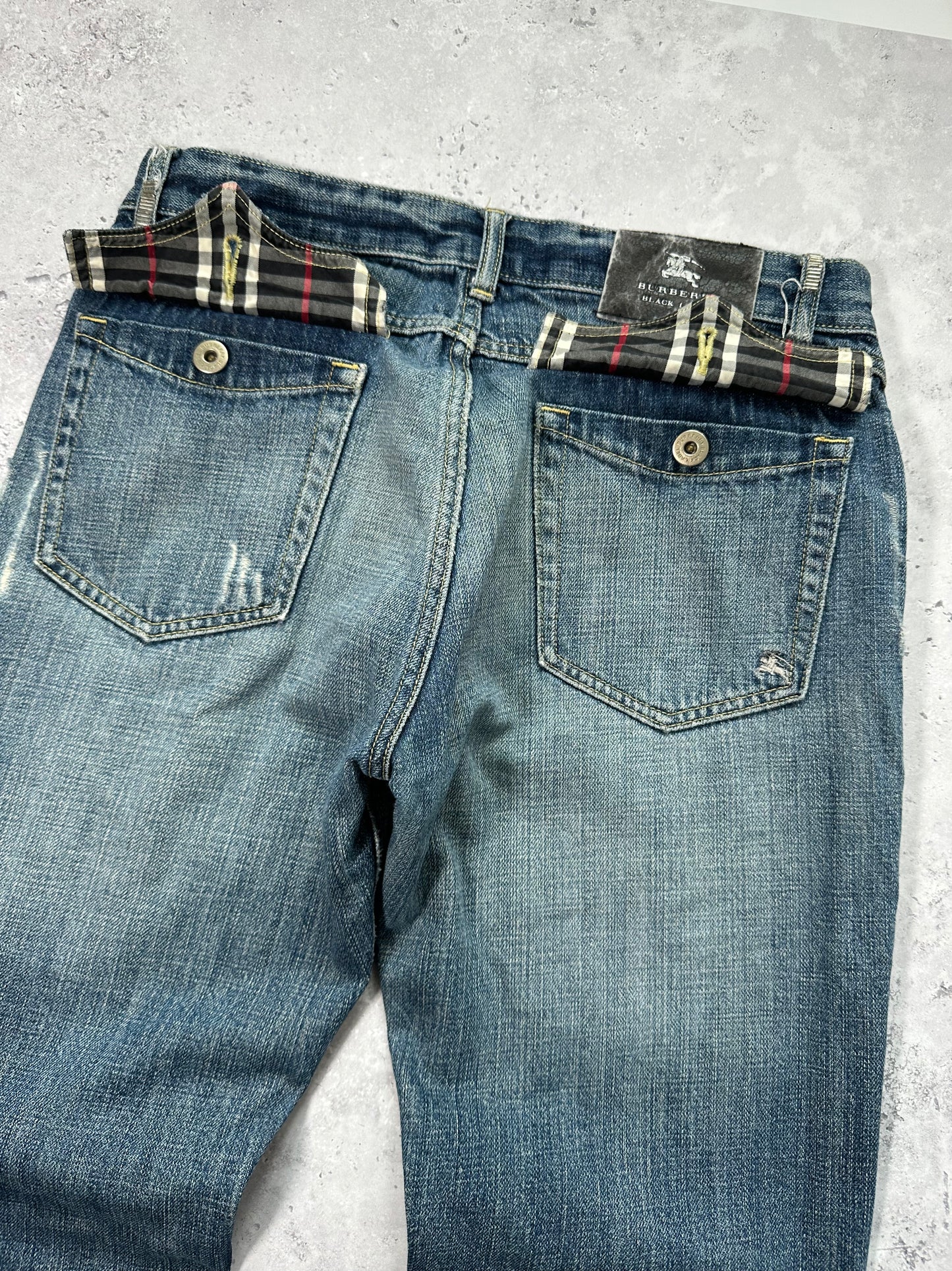 Burberry Black Label 2007 Pocket Check Studded Clawmark Jeans (W29)