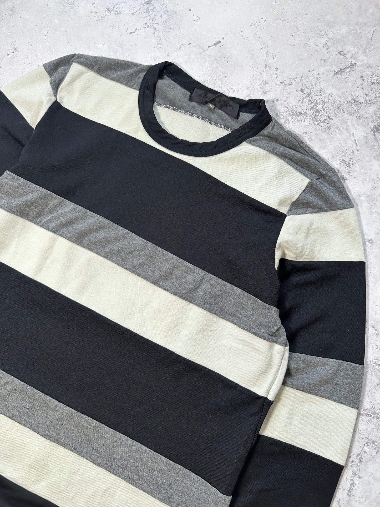 Comme Des Garçons AD2004 Reconstructed Striped Patchwork Longsleeve Tshirt (XS/S)