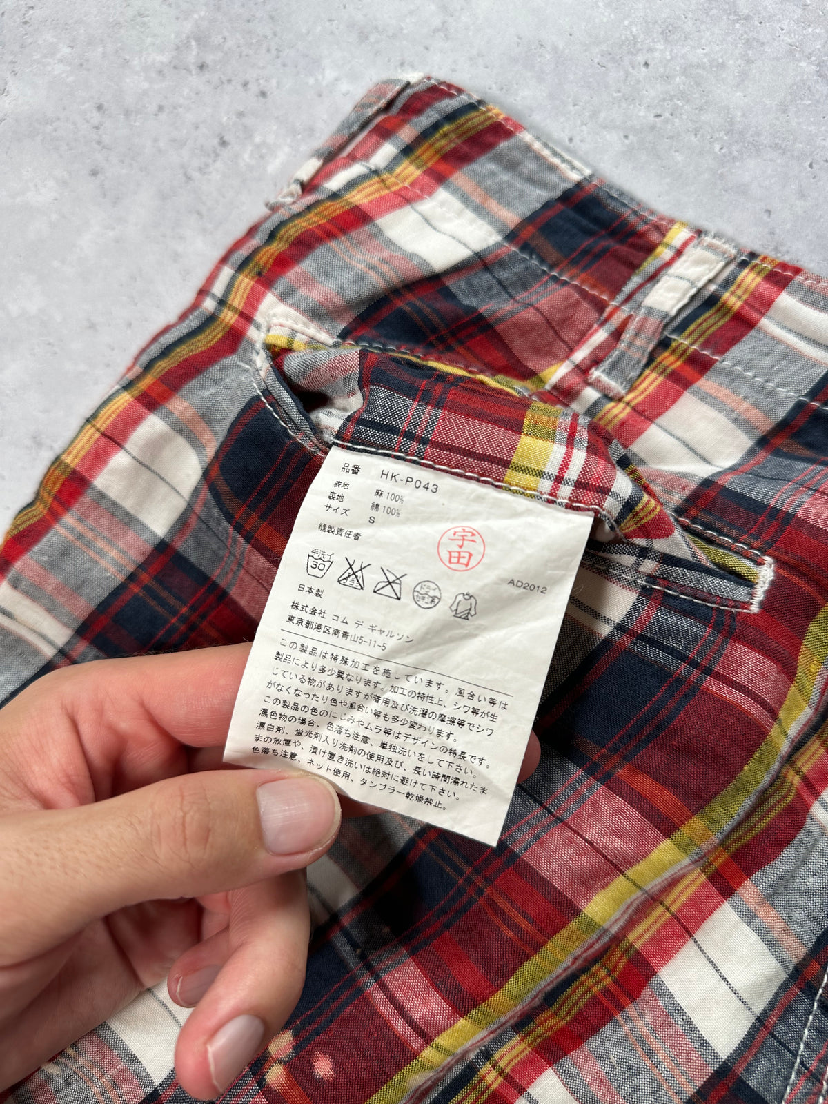 Comme des Garçons Homme AD2012 Plaid Bleached Shorts (Waist 32”)
