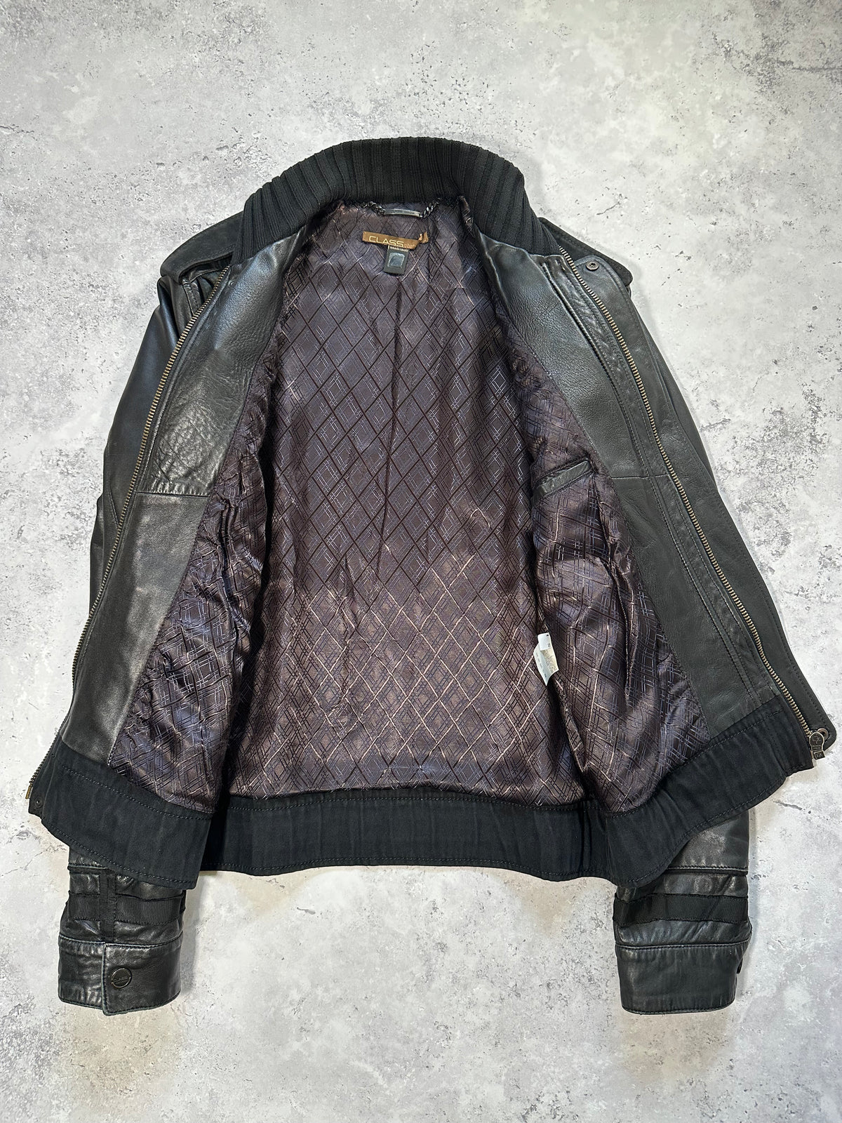 Roberto Cavalli 2000s Leather Utility Jacket (IT52, fits men’s Medium to Small)