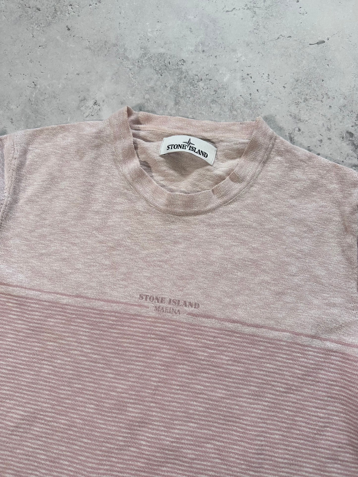 Stone Island Marina Striped Spellout Tshirt (M)