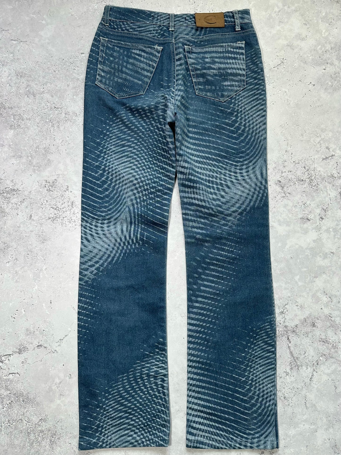 Roberto Cavalli 2006 Optical Wave Bleached Straight Fit Jeans