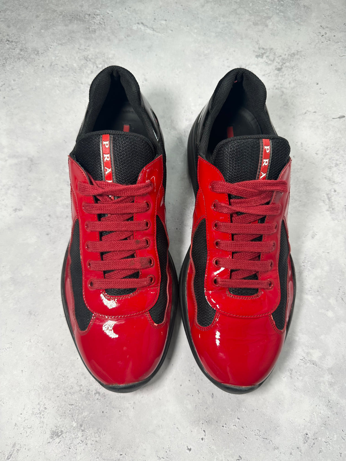 Prada America’s Cup 2022 Patent Leather Sneakers in Red & Black (UK11.5/US12.5/EU46)
