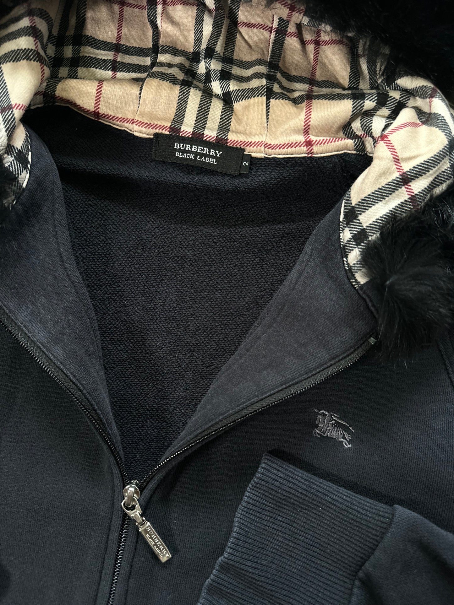Burberry Black Label Fur Hood Zip Hoodie (S)