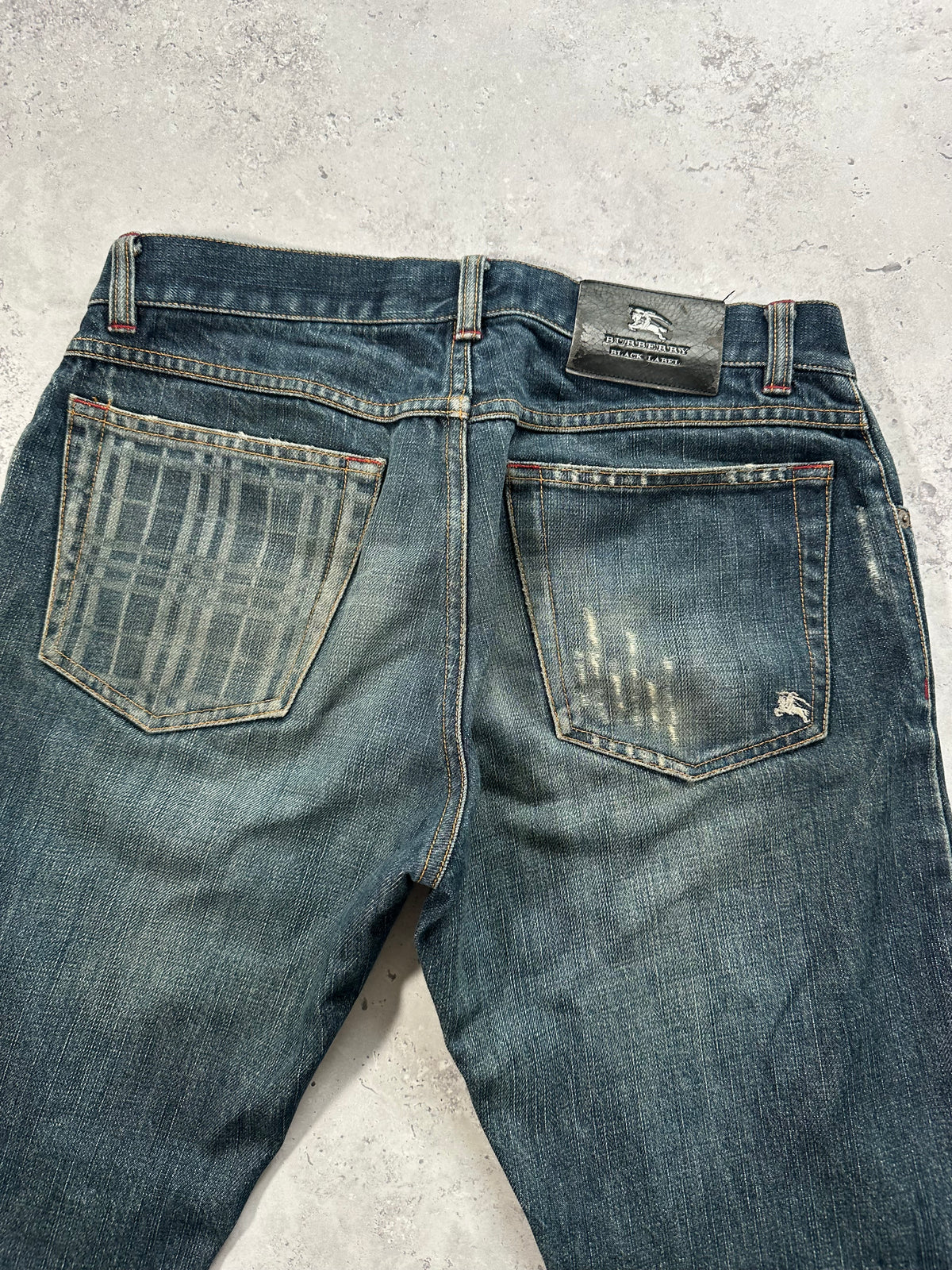 Burberry Black Label 2007 Pocket Check Clawmark Denim Jeans (Waist 70cm / 28-29”)