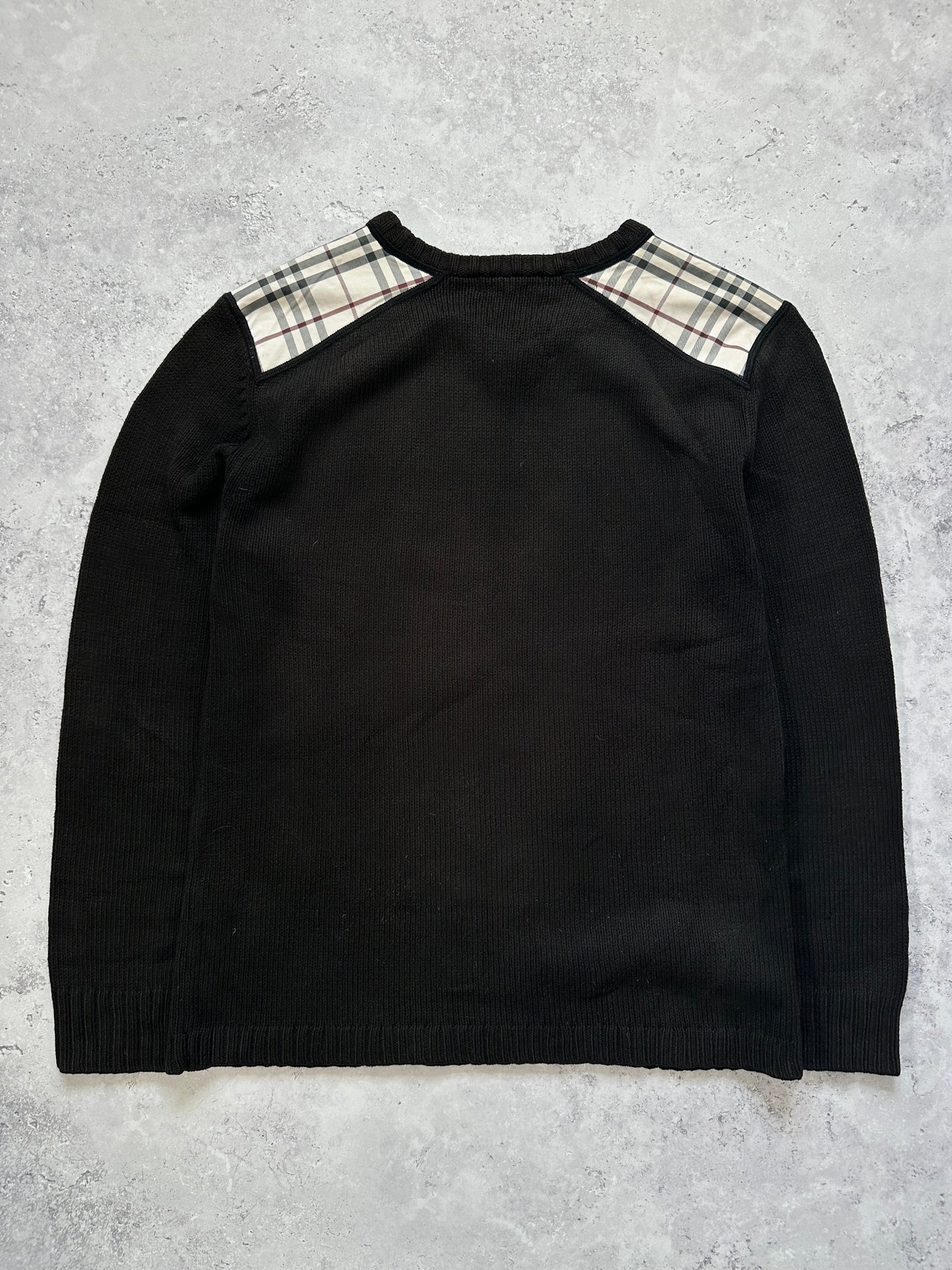 Burberry Black Label Shoulder Check Knit Jumper / Sweatshirt (S(