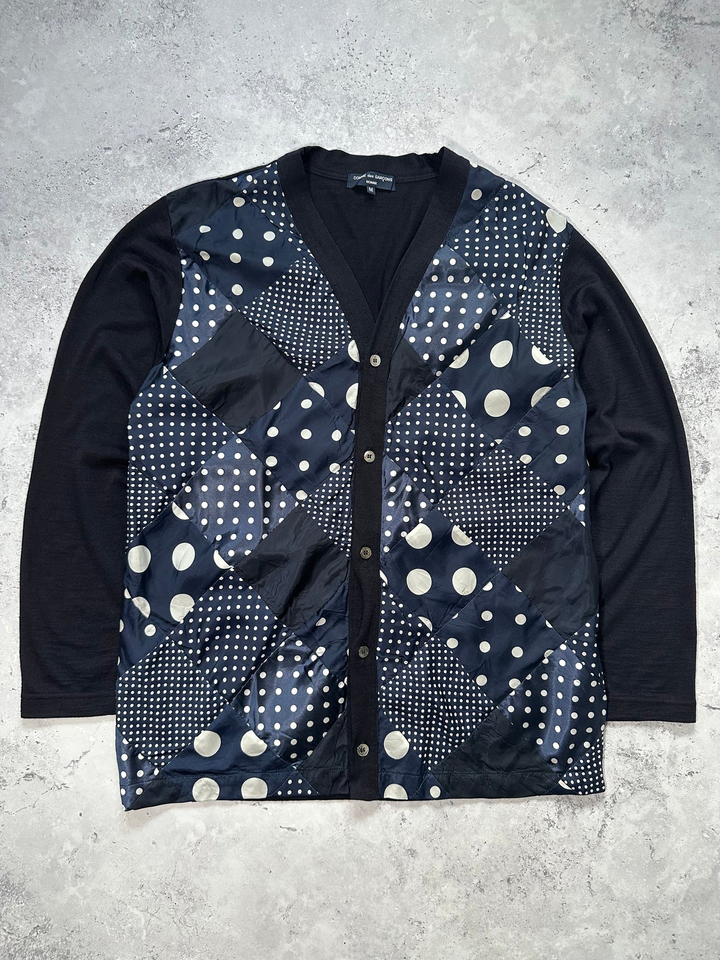 Comme des Garçons Homme AD2015 Polkadot Diamond Patchwork Cardigan