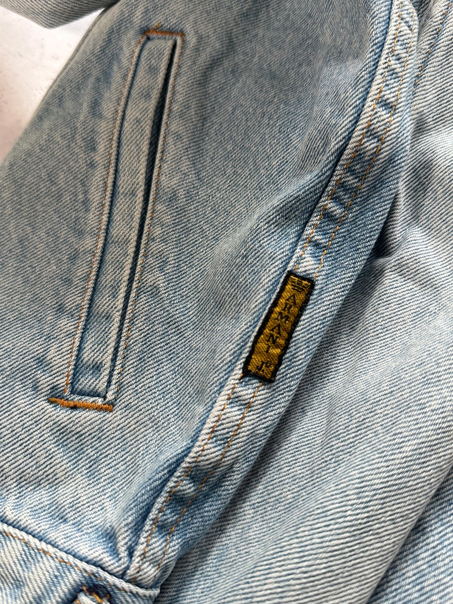 Armani Jeans 1990s Enzyme Wash Trucker Denim Jacket (L)