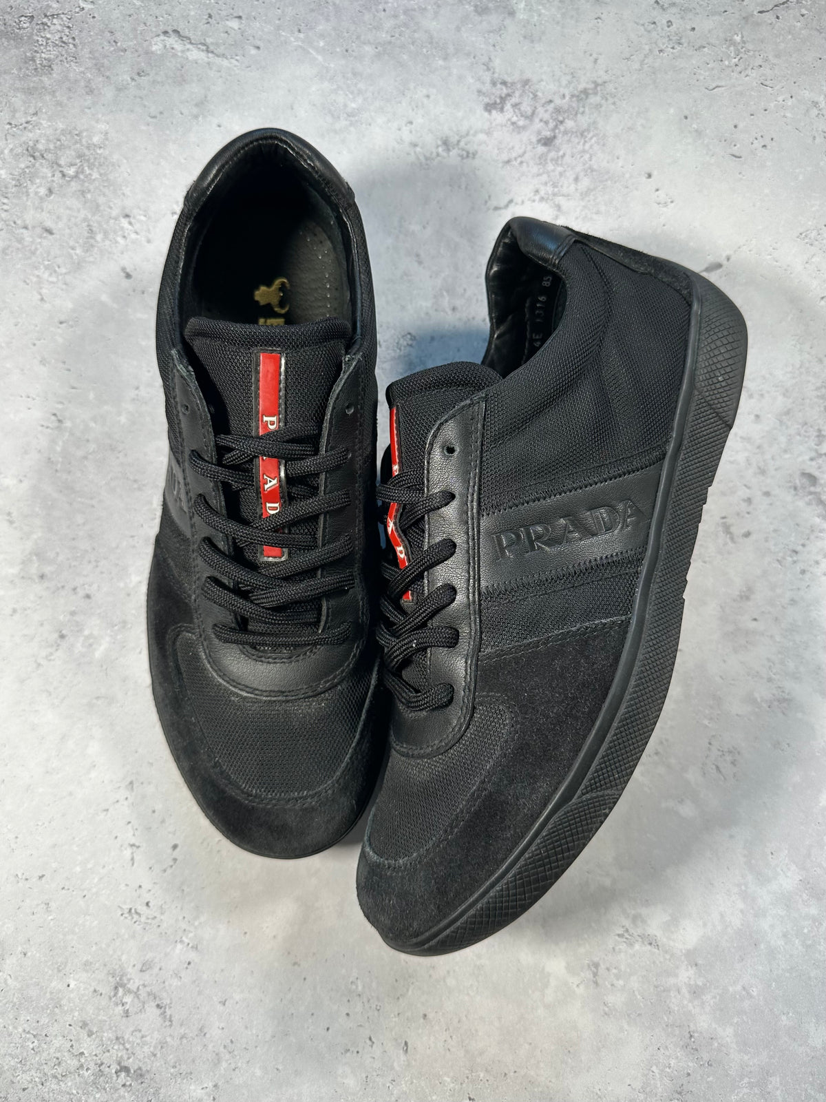 Prada Linea Rossa 2000s Leather & Nylon Sneakers in Black (UK9-9.5/EU43/US10-10.5)