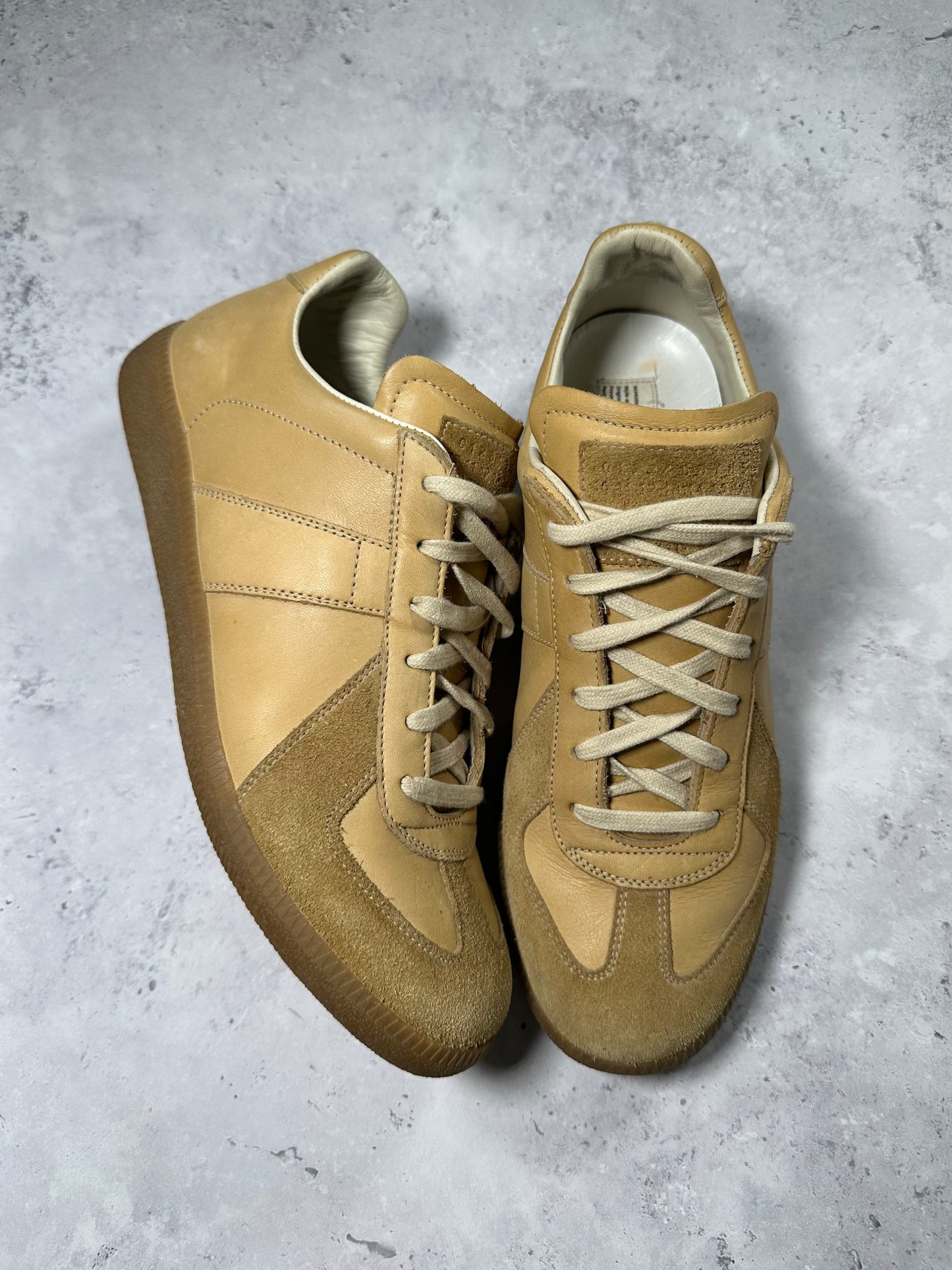 Maison Margiela GAT Natural Tan Leather Low Sneakers EU43