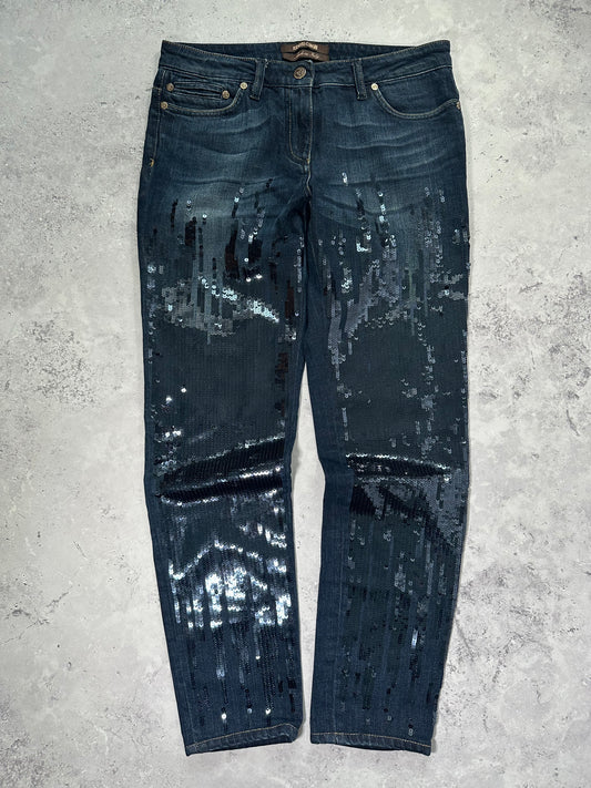 Roberto Cavalli 2010s Sequinned Denim Jeans (W28)