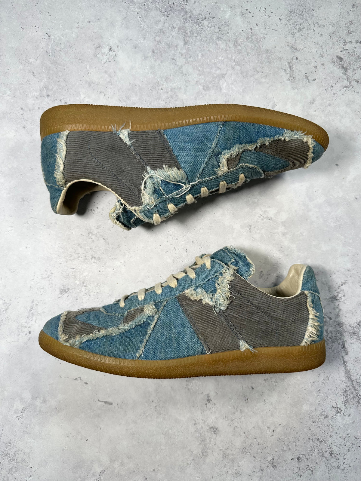 Maison Margiela 2017 Denim Corduroy Patchwork GAT Sneakers (EU44 / UK10 / US11)