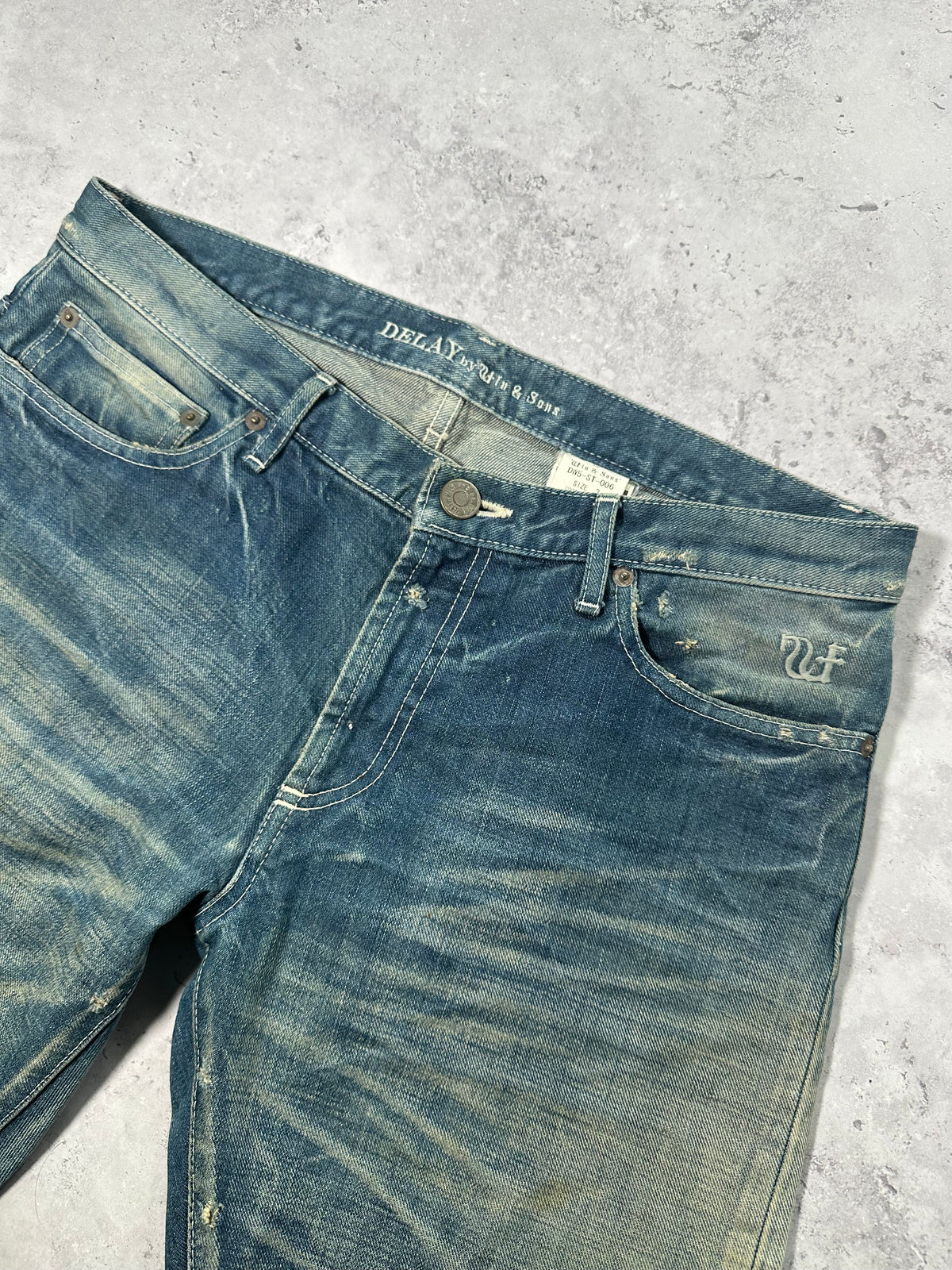 Delay by Win & Sons AW2009 Japanese Archive Stacked Denim Jeans (W32” L34”)
