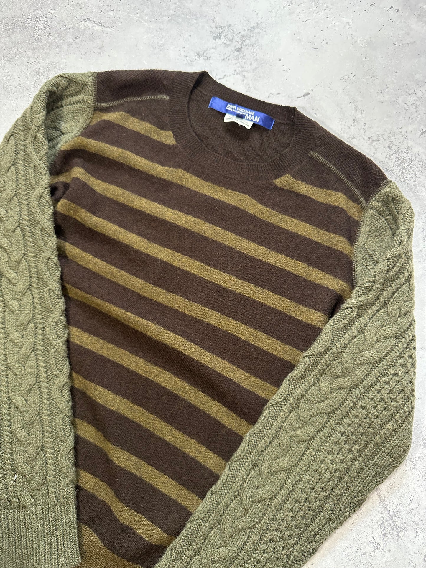 Junya Watanabe MAN Comme Des Garçons AD2010 Striped Cable Knit Sweatshirt (S)