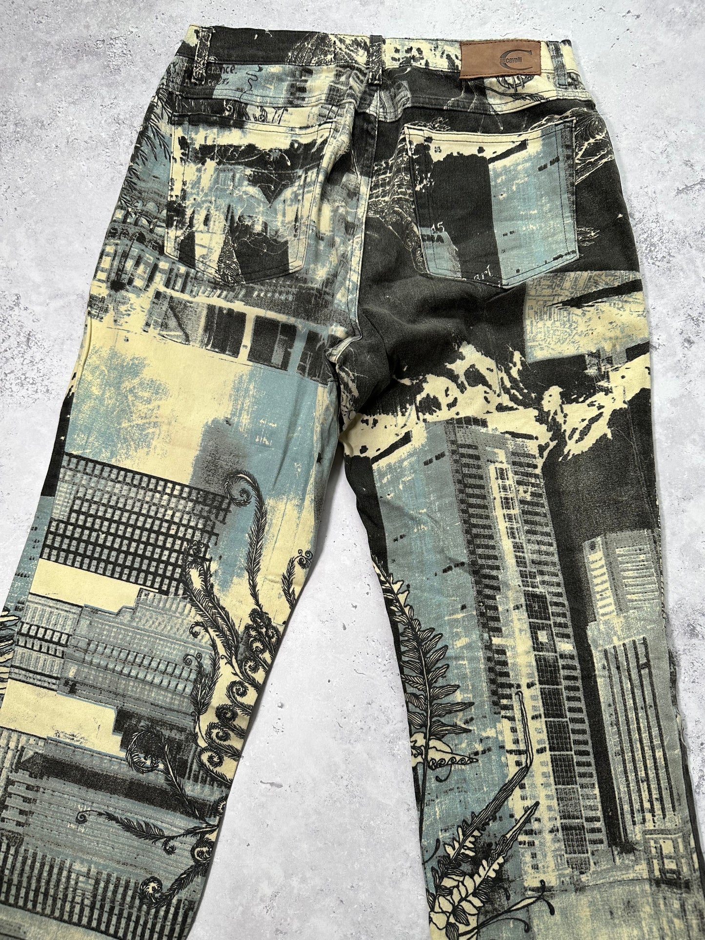 Roberto Cavalli 2004 ‘New York City’ Print Bootcut Jean