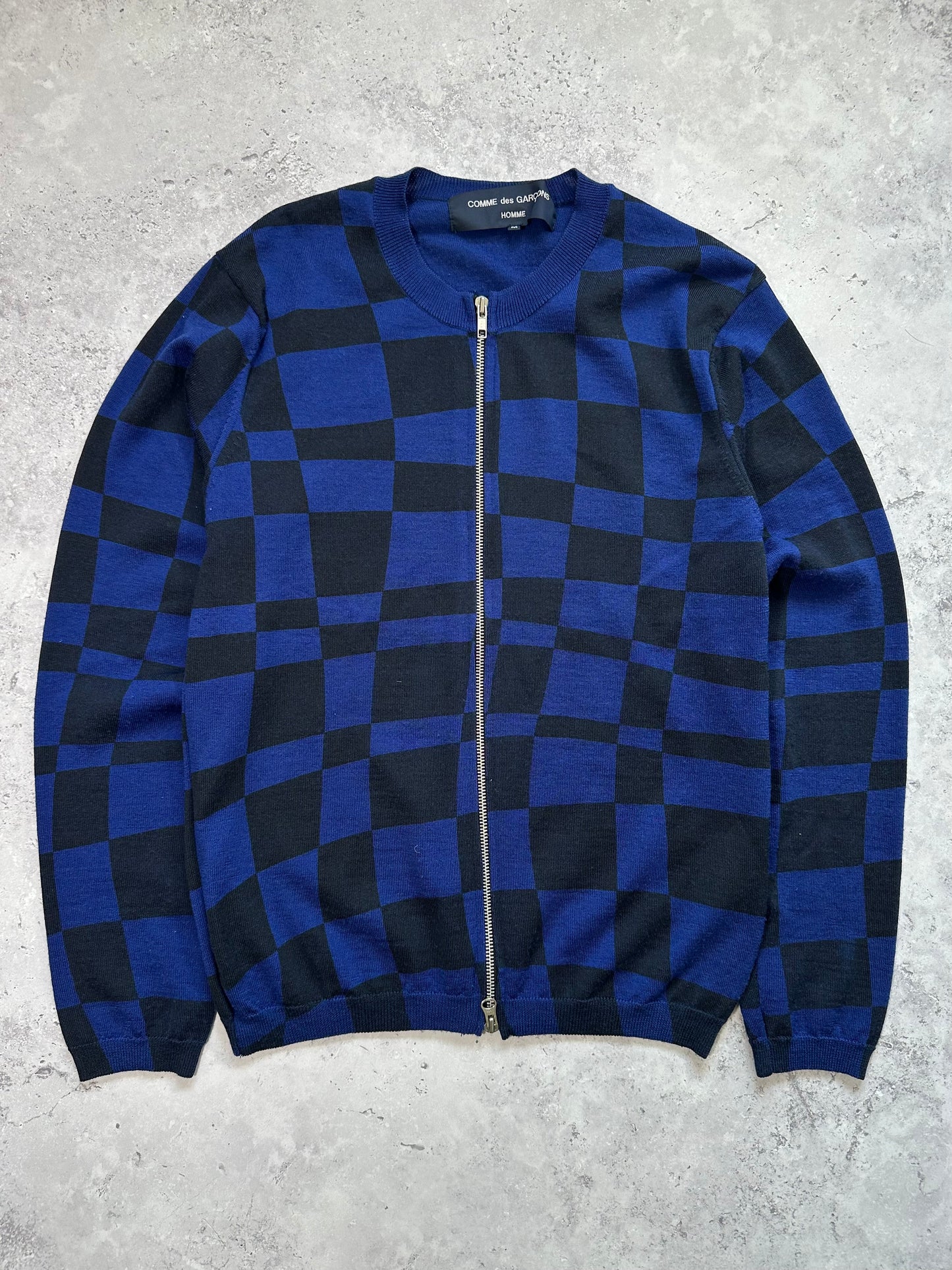 Comme des Garçons Homme AD2004 Checkerboard Zip Knit Cardigan (M)