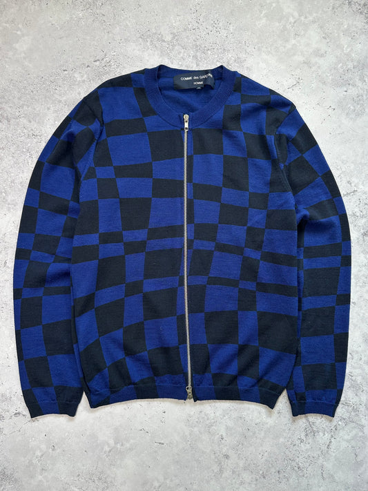 Comme des Garçons Homme AD2004 Checkerboard Zip Knit Cardigan (M)