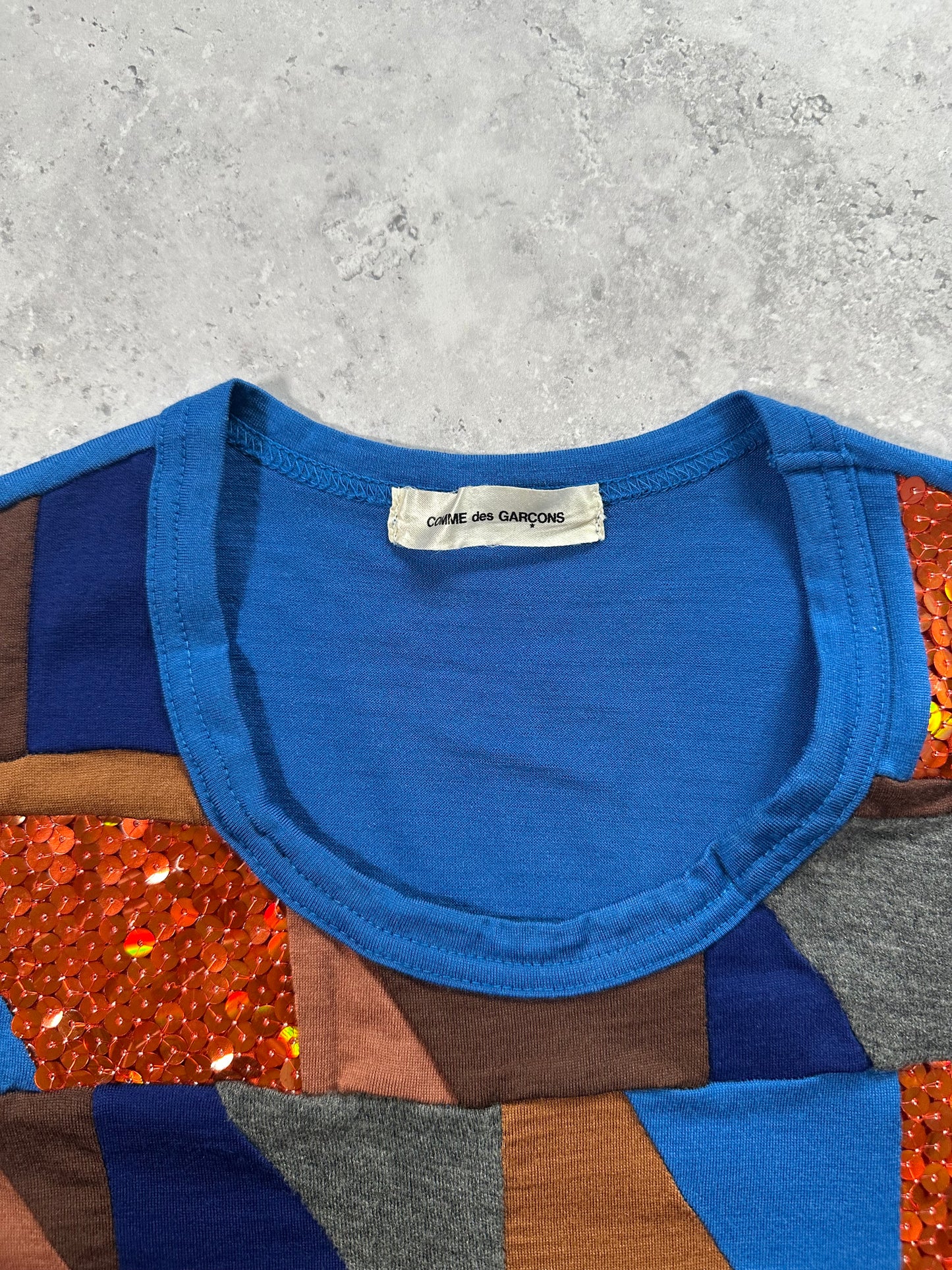 Comme des Garçons AD1999 Geometric Patchwork Sequinned Tshirt (S)