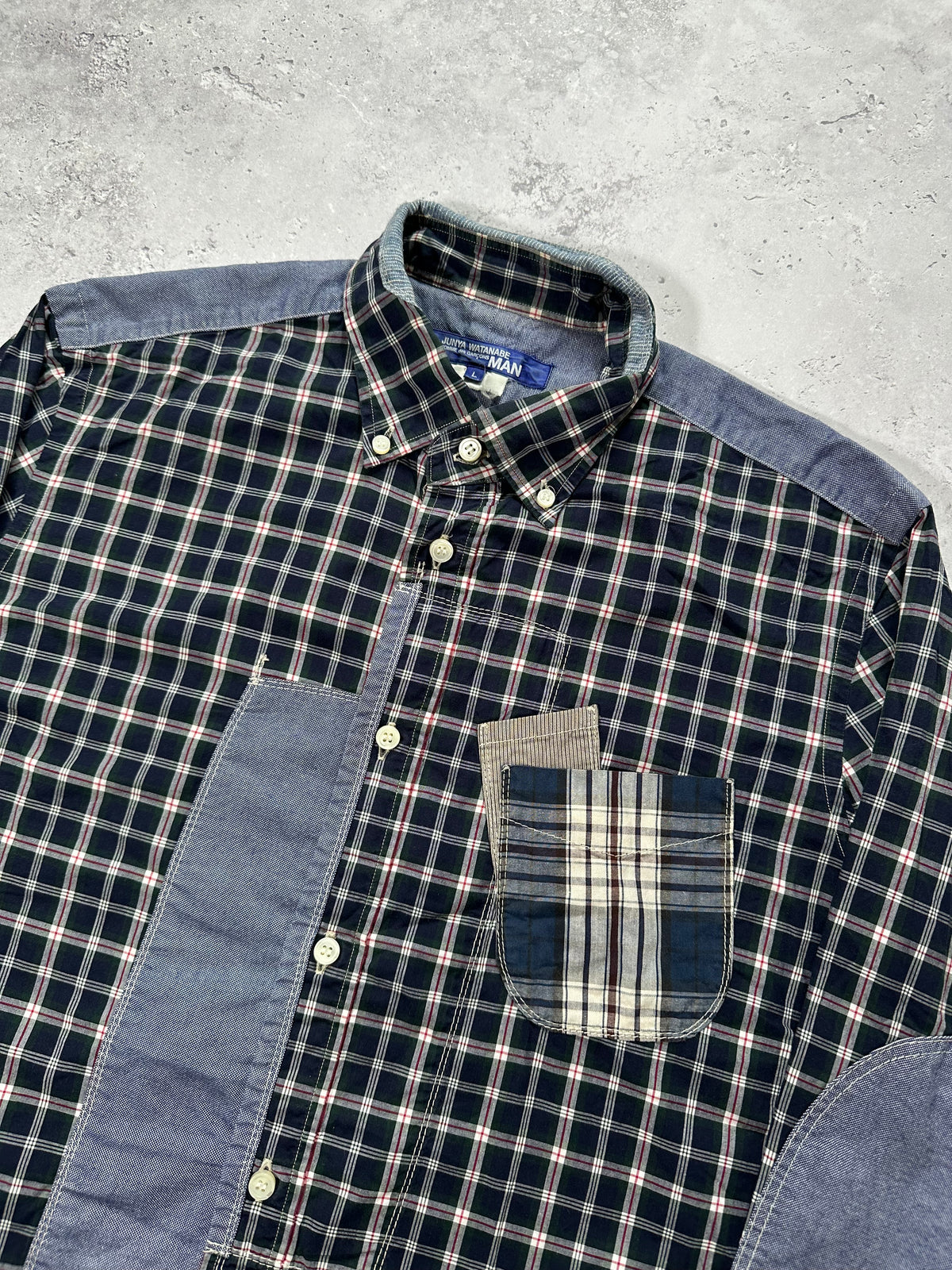 Junya Watanabe MAN Comme des Garçons 2014-15 Plaid Patchwork Longsleeve Shirt (L)