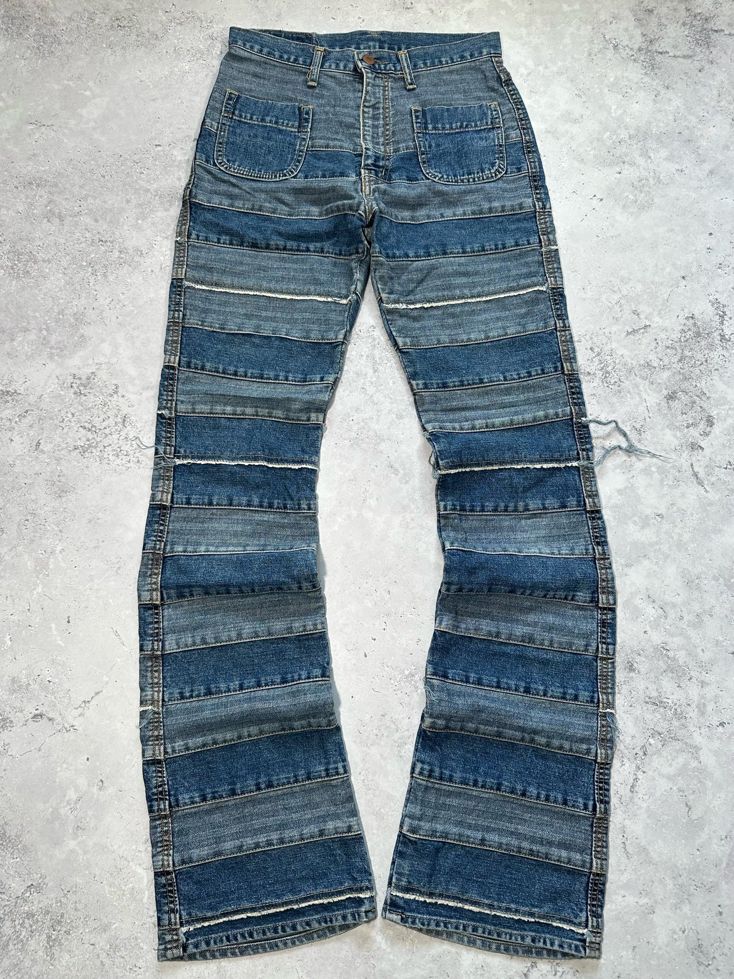 Hysteric Glamour 1990s Hagi Striped Patchwork Denim Jeans