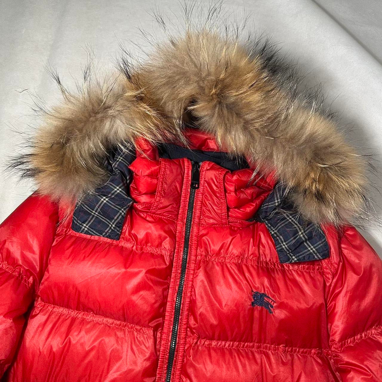 00’s Burberry Black Label Fur Hood Down Puffer Jacket (LL)