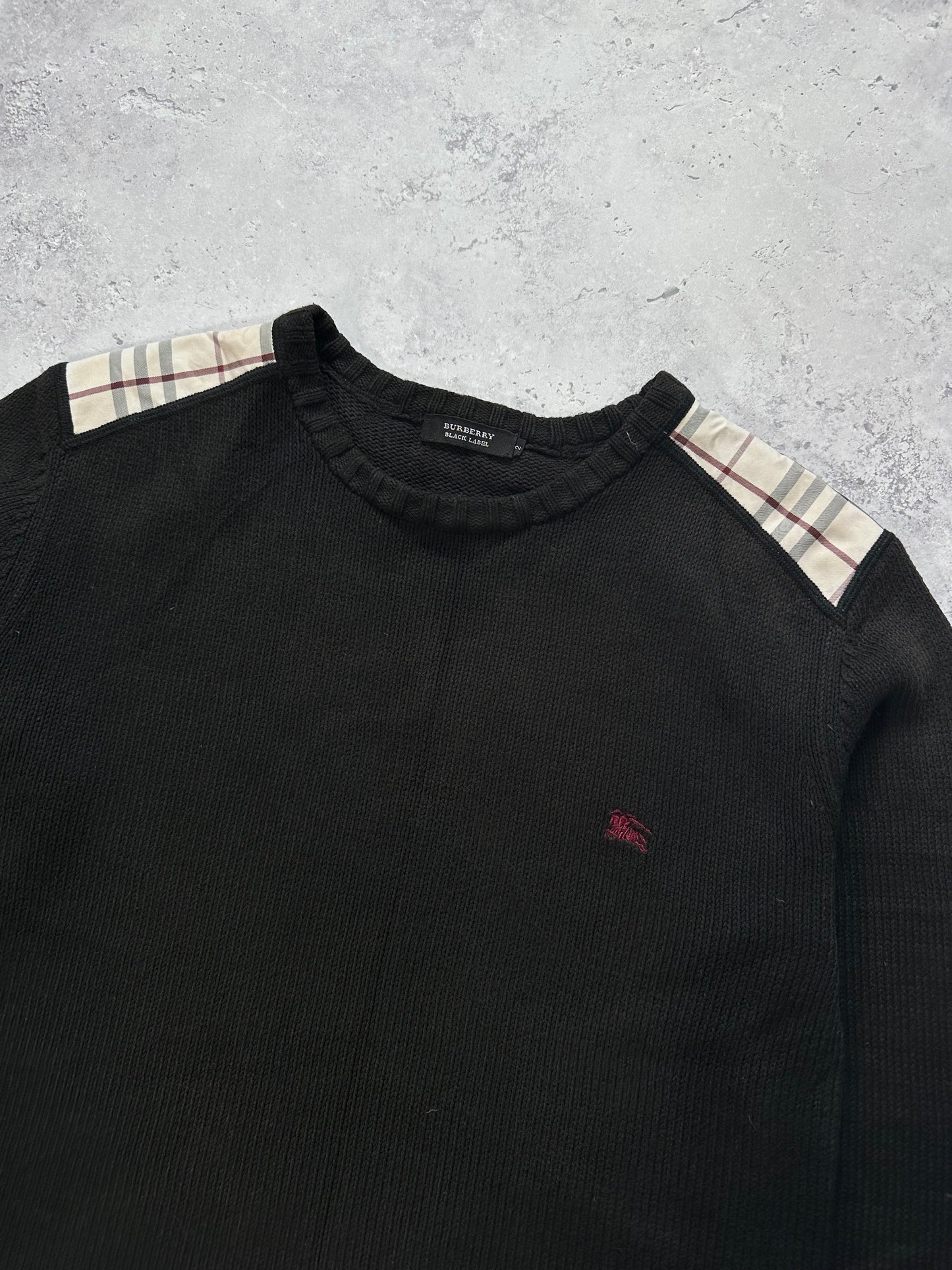 Burberry Black Label Shoulder Check Knit Jumper / Sweatshirt (S(