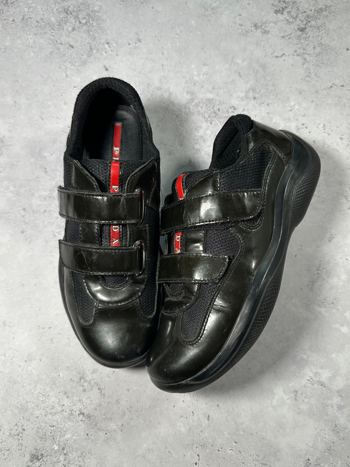 Prada Linea Rossa America’s Cup Sneakers in Patent Deep Green (fits UK4/EU37/ US5. Insole 23.5cm)