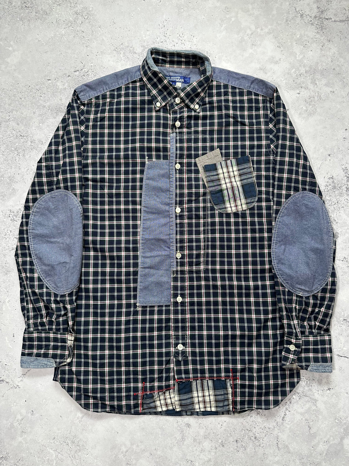 Junya Watanabe MAN Comme des Garçons 2014-15 Plaid Patchwork Longsleeve Shirt (L)