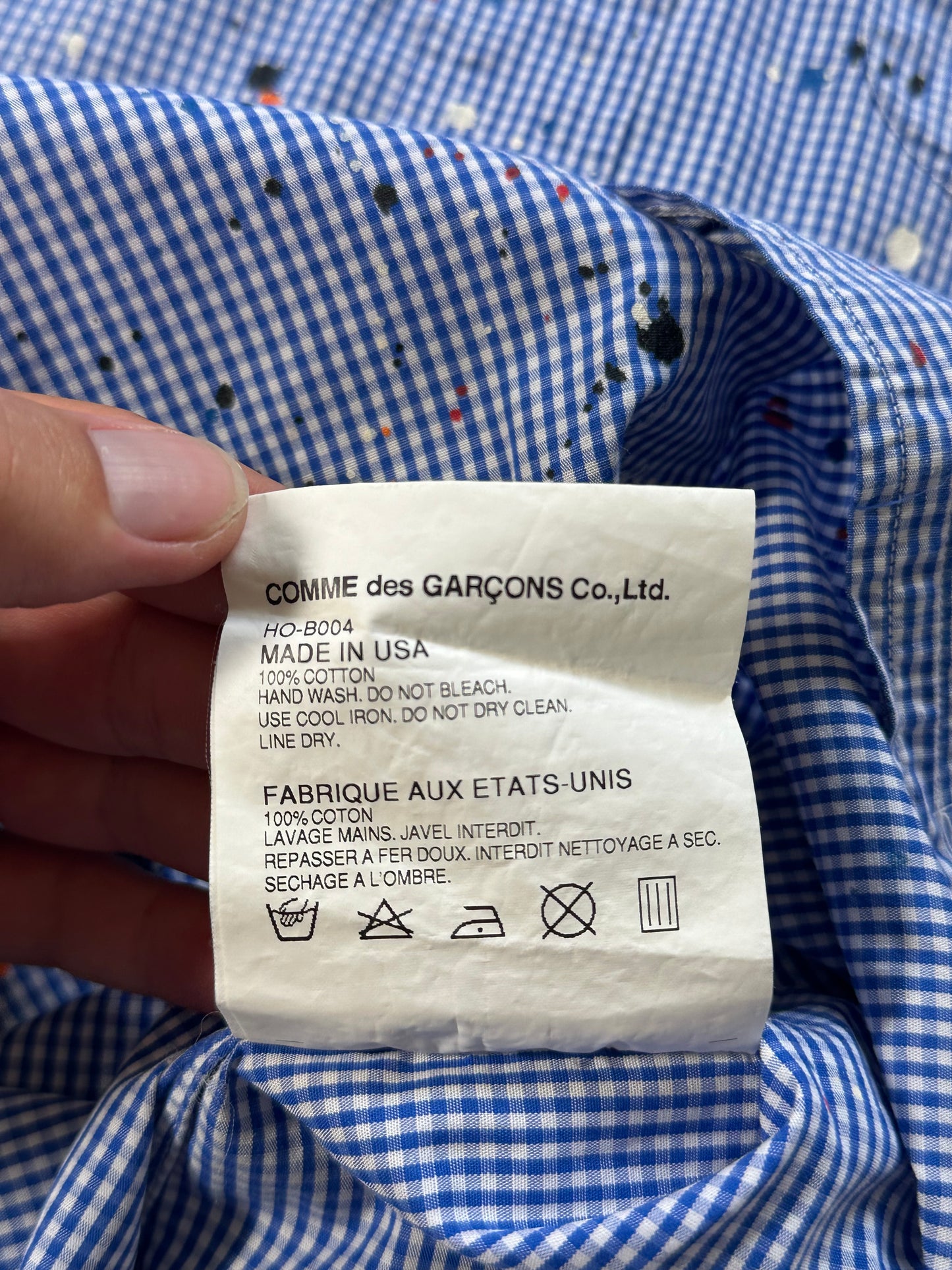 Comme des Garçons Homme x Individualized Shirts AD2014 Paint Splatter Gingham Shirt (S/M)