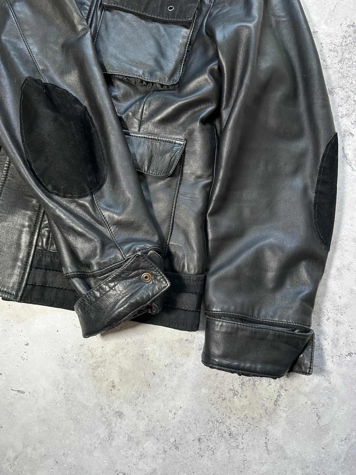 Roberto Cavalli 2000s Leather Utility Jacket (IT52, fits men’s Medium to Small)