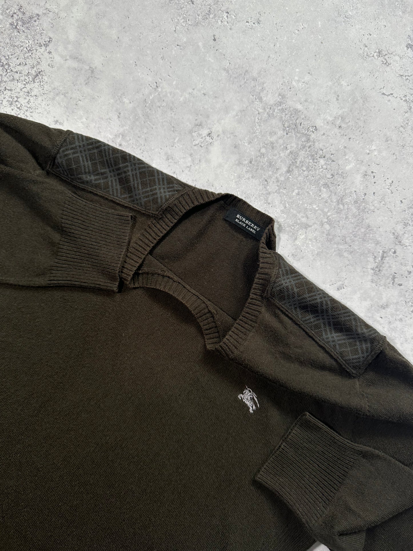 Burberry Black Label 2008 Cotton & Cashmere Shoulder Check Sweatshirt (S)