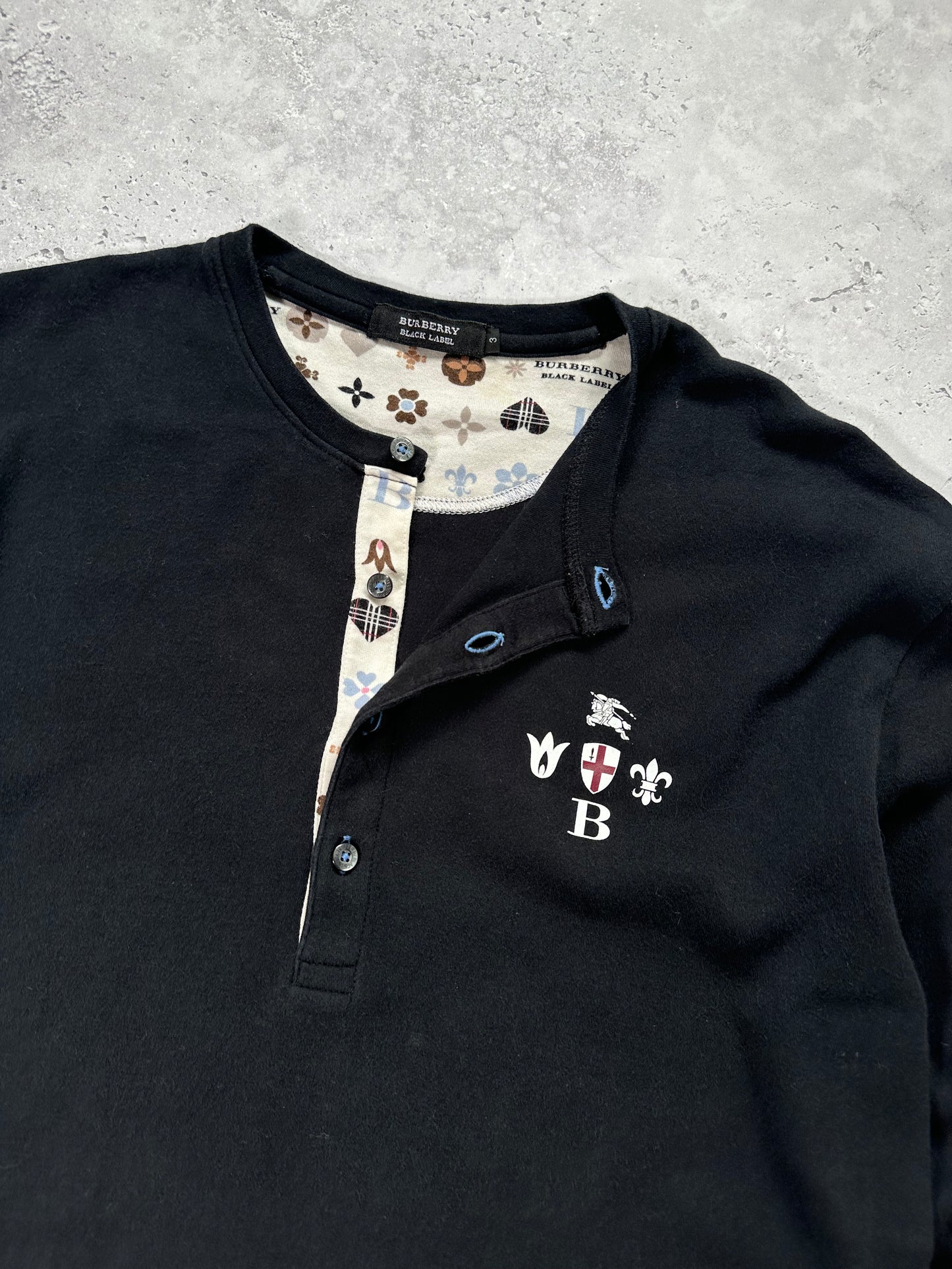 Burberry Black Label 2009 England Crest Longsleeve Henley T-shirt (M)