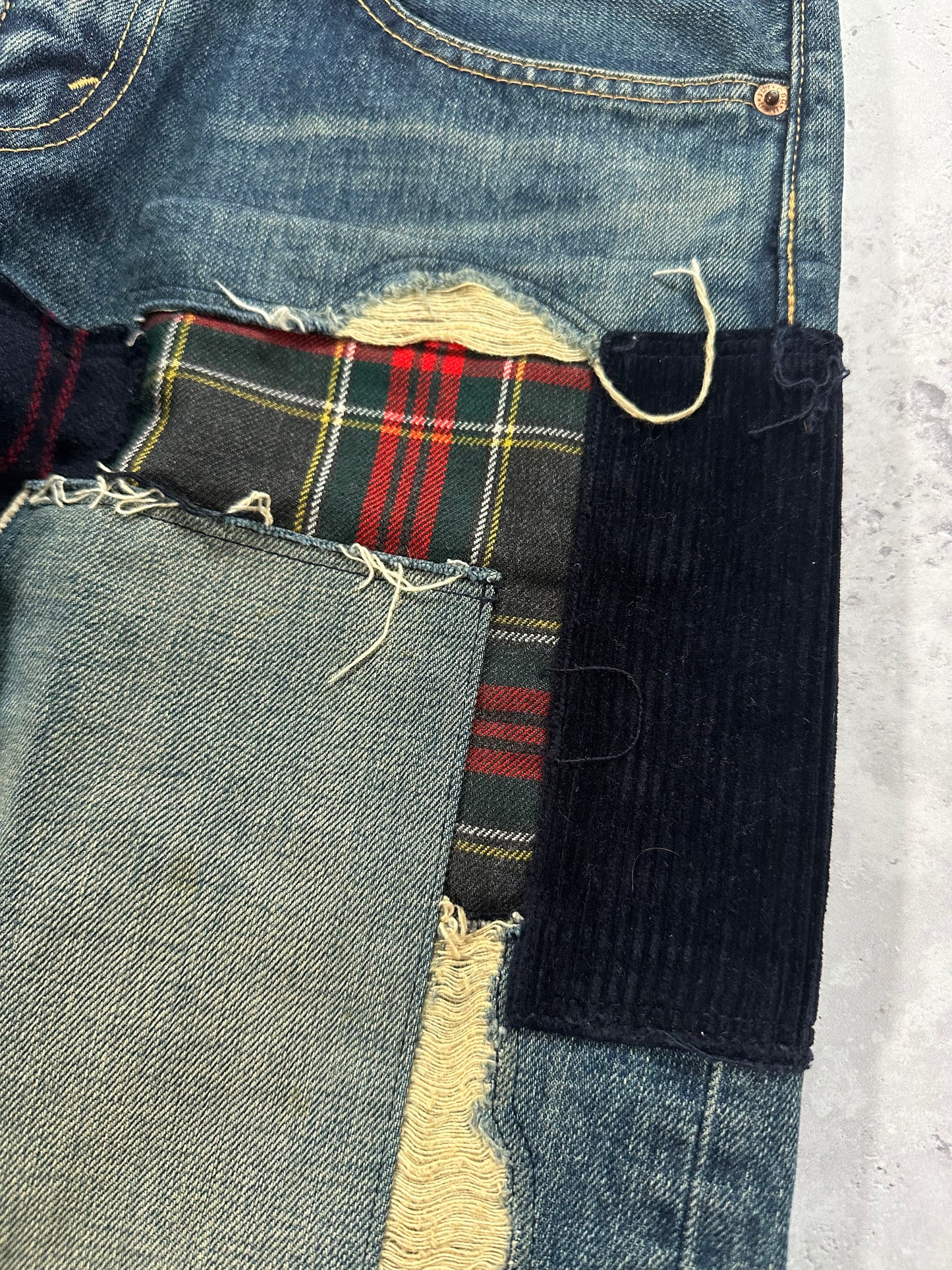 Junya Watanabe MAN Comme des Garçons AD2014 Patchwork Recontructed Denim Jeans (W32)