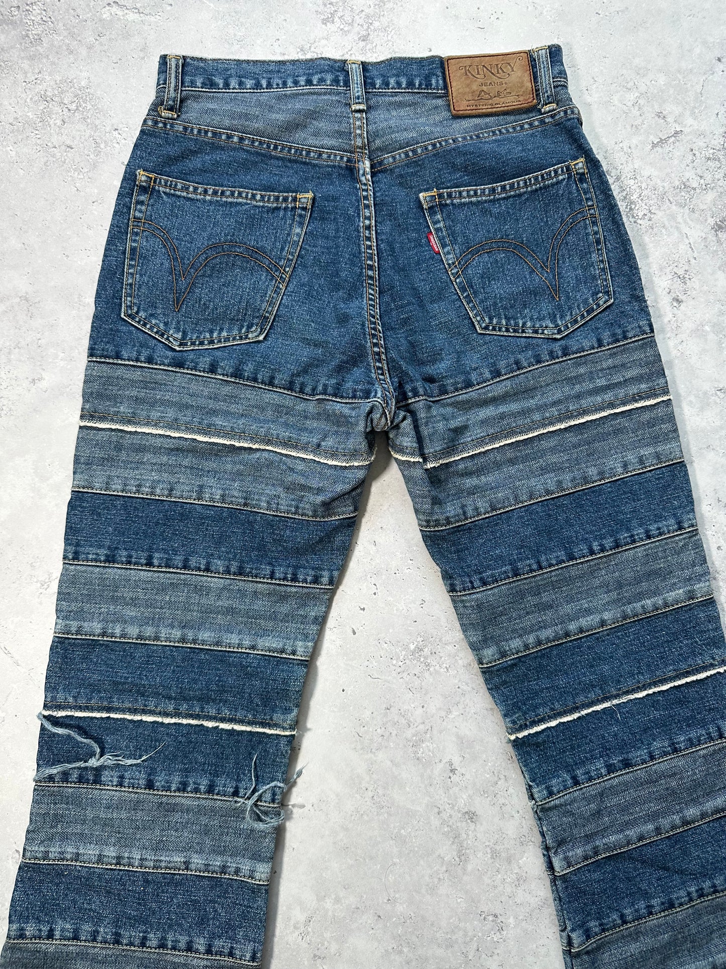 Hysteric Glamour 1990s Hagi Striped Patchwork Denim Jeans