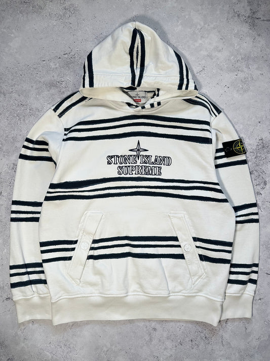 Stone Island x Supreme 2020 Striped Pullover Hoodie (M)